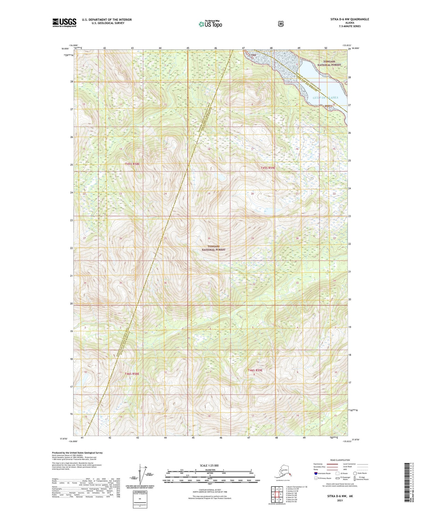 Sitka D-6 NW Alaska US Topo Map Image