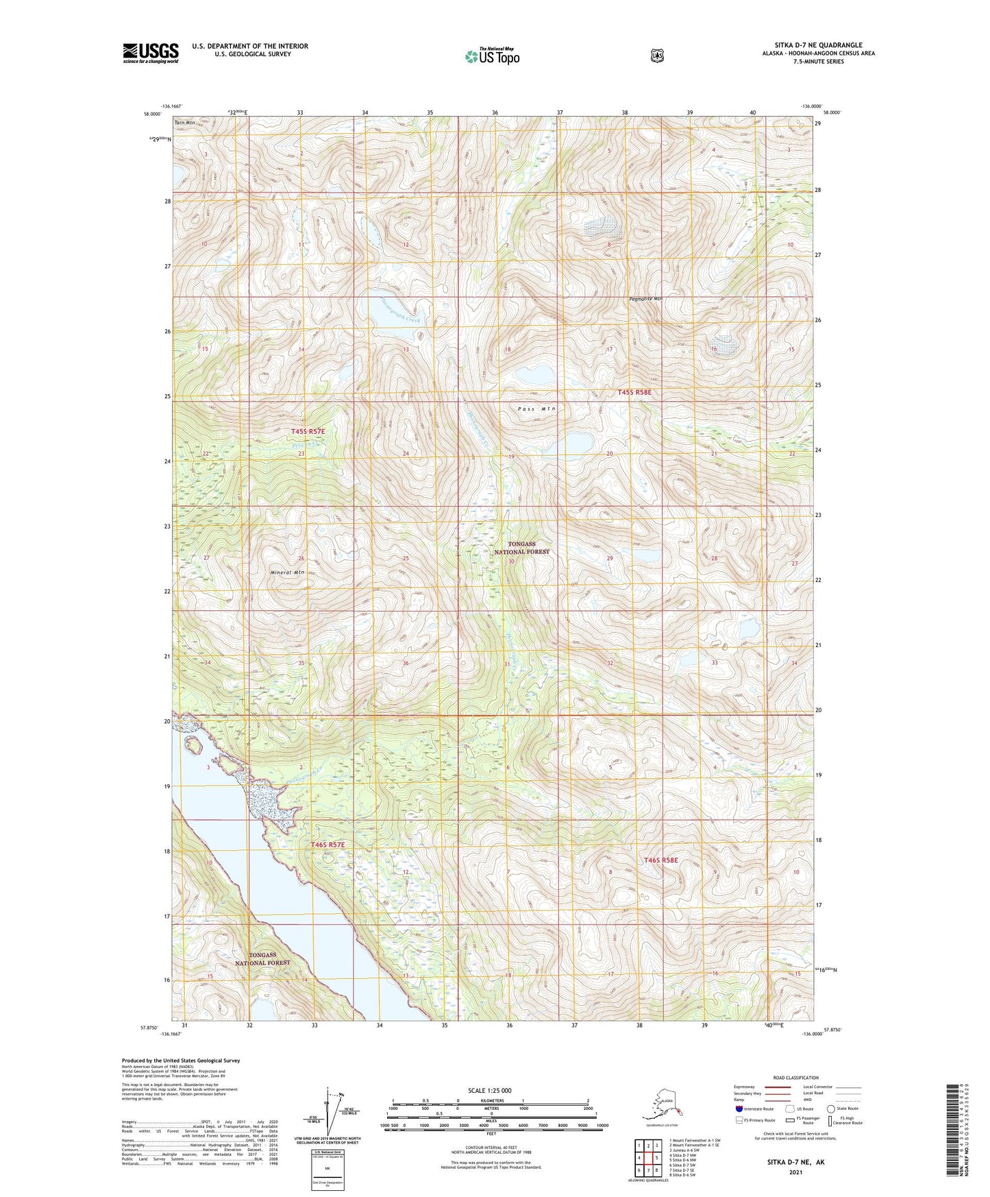 Sitka D-7 NE Alaska US Topo Map Image