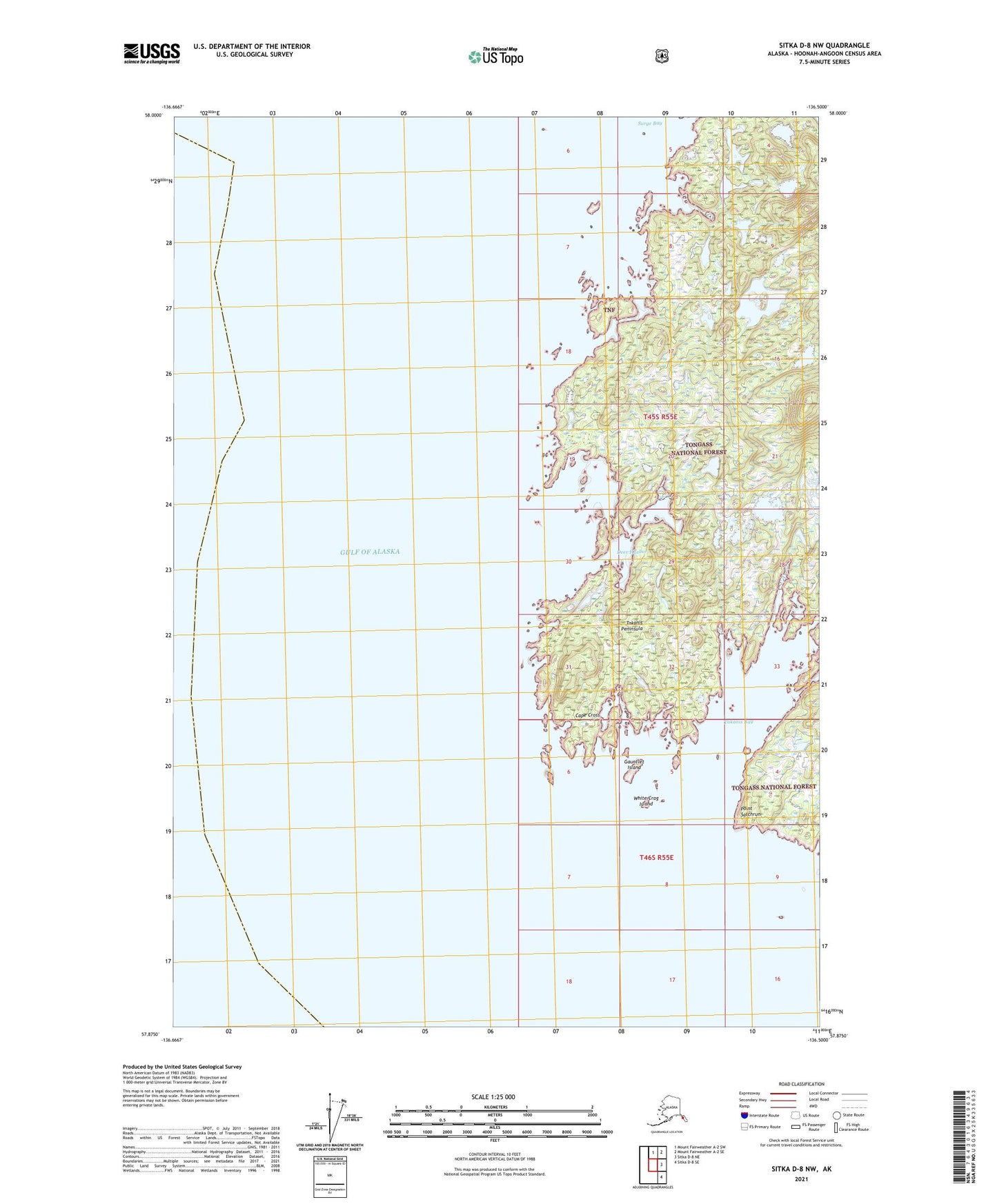 Sitka D-8 NW Alaska US Topo Map Image