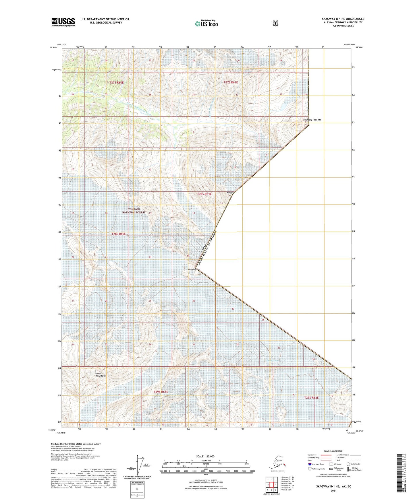 Skagway B-1 NE Alaska US Topo Map Image
