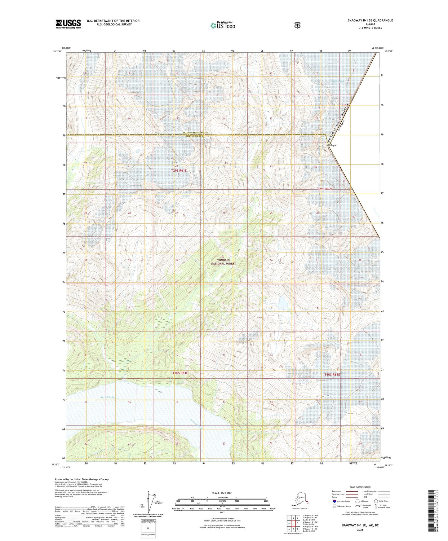 Skagway B-1 SE Alaska US Topo Map Image