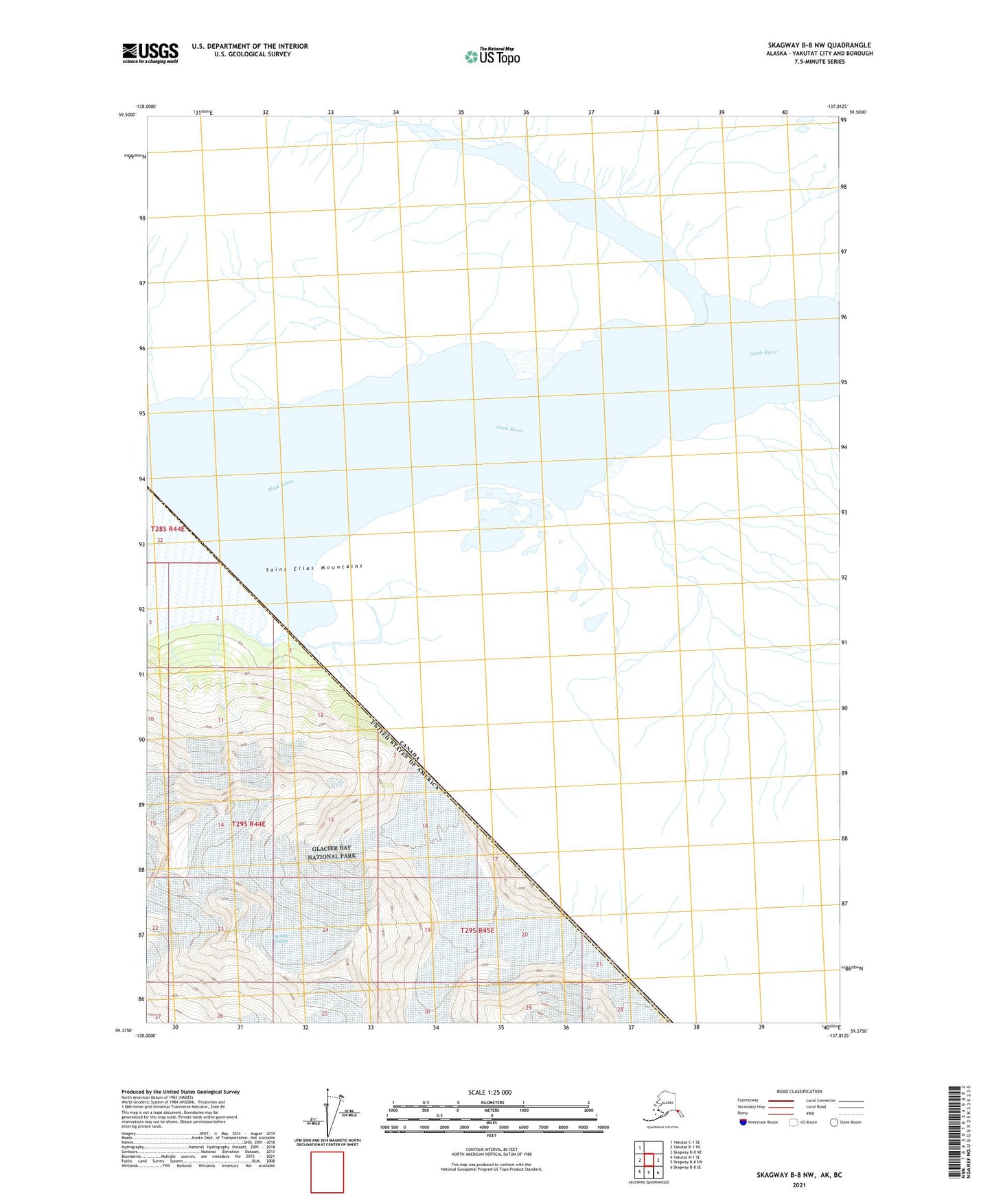 Skagway B-8 NW Alaska US Topo Map Image