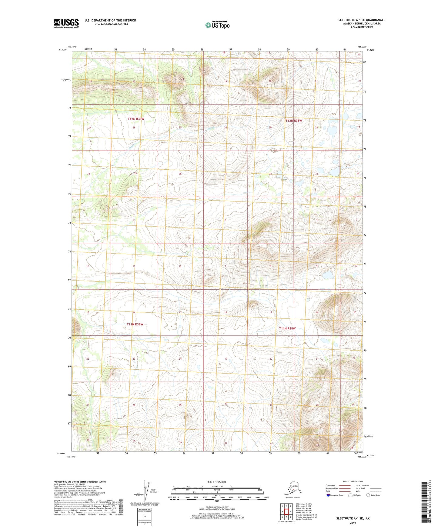 Sleetmute A-1 SE Alaska US Topo Map Image