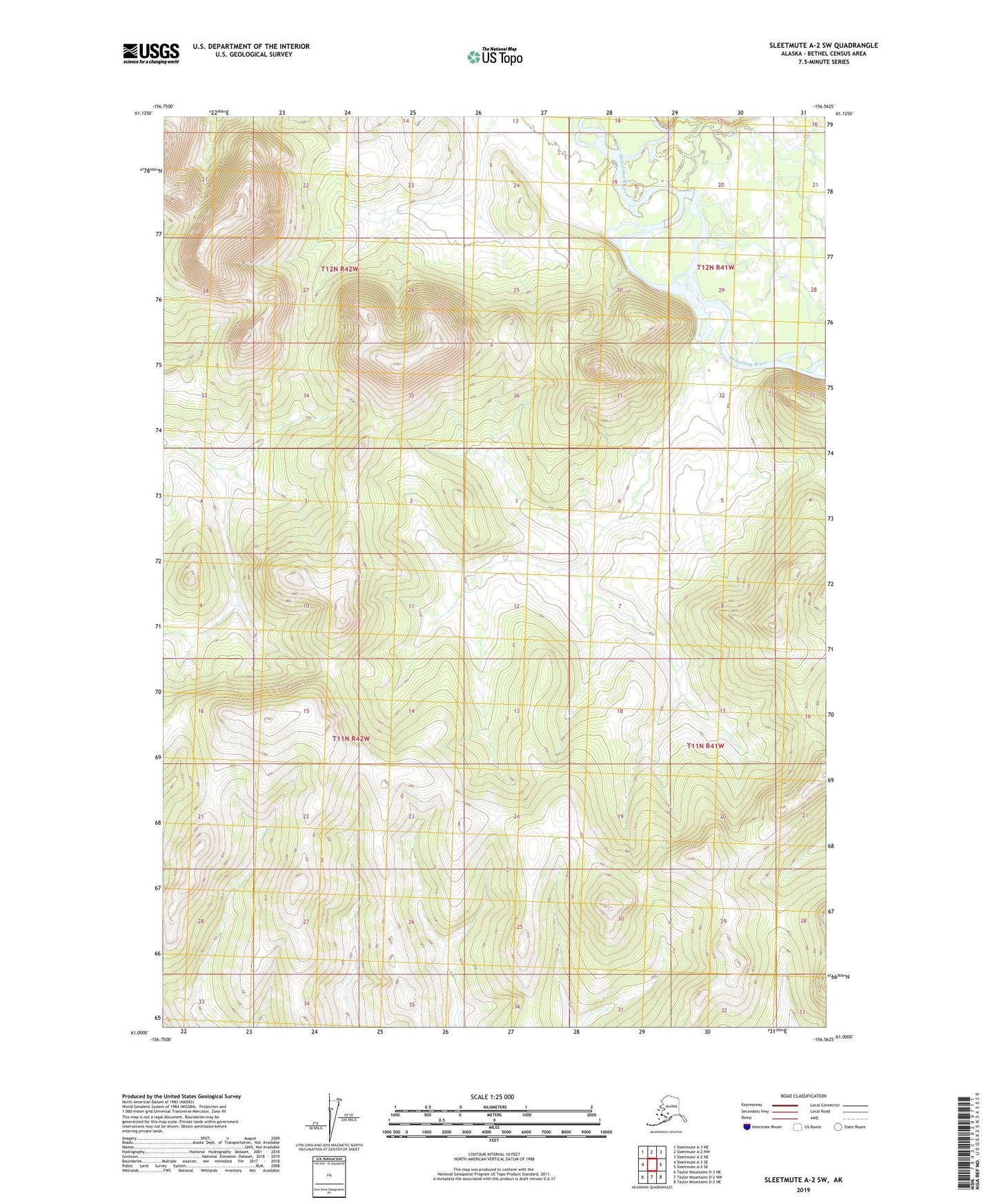 Sleetmute A-2 SW Alaska US Topo Map Image