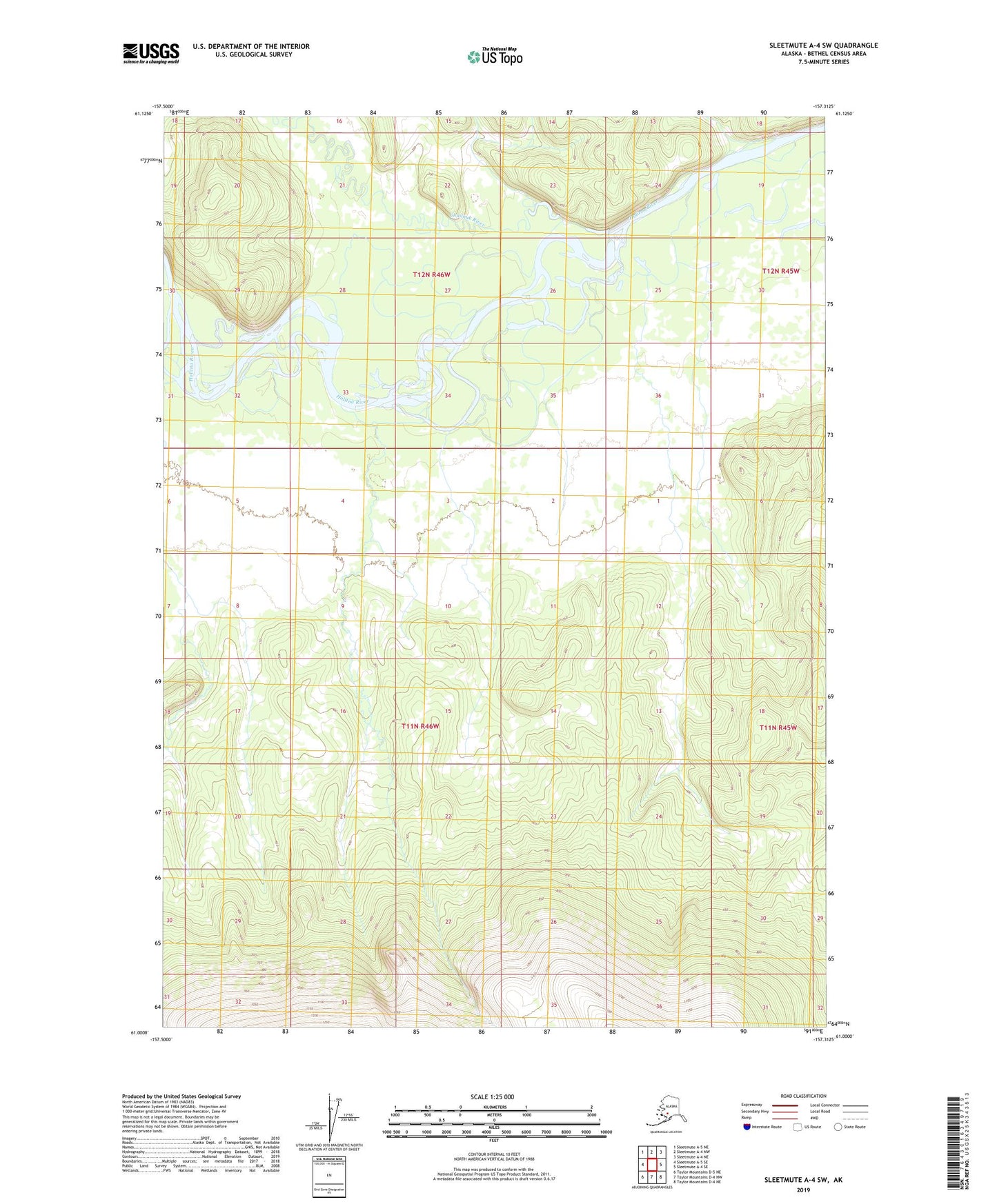 Sleetmute A-4 SW Alaska US Topo Map Image