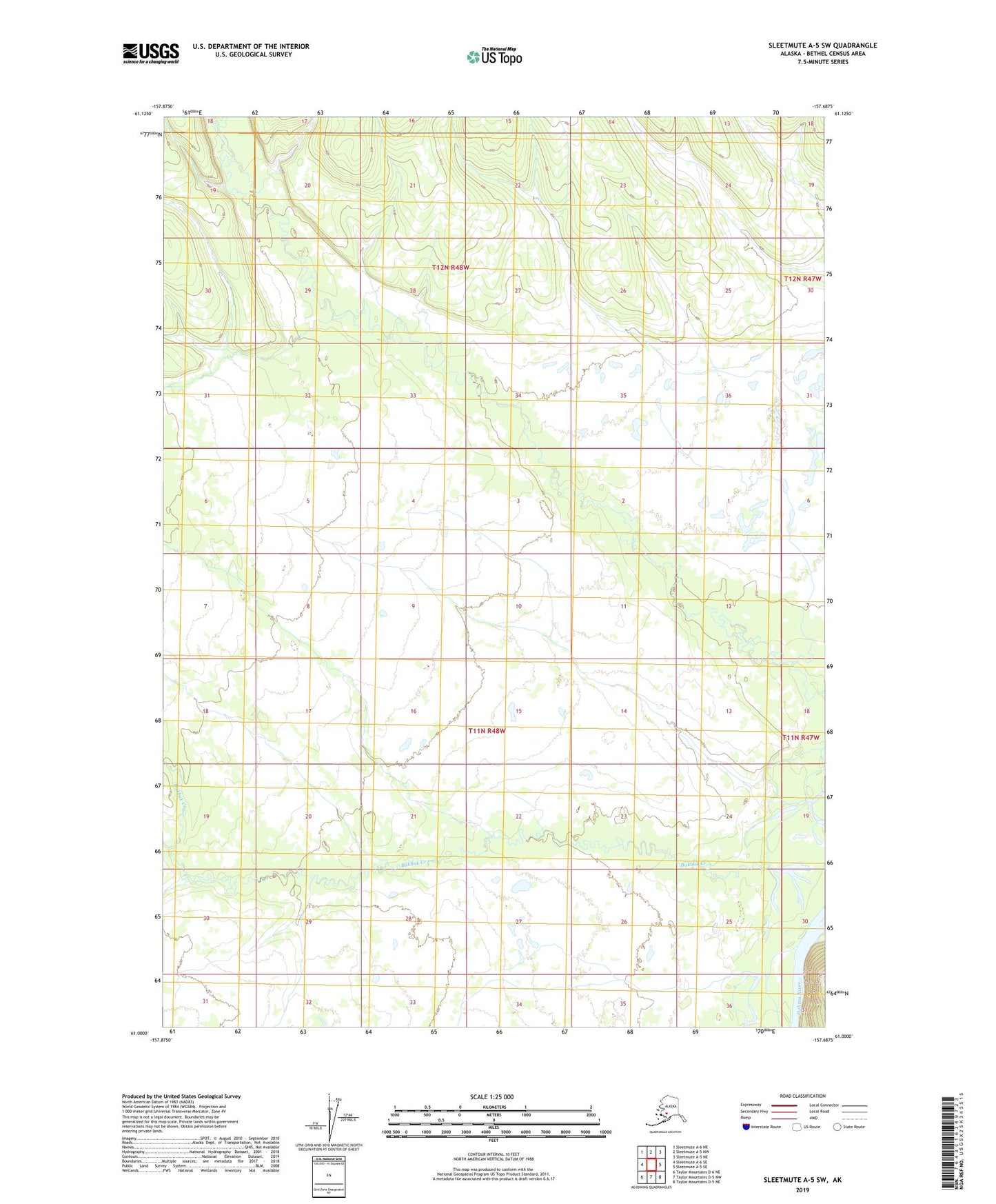 Sleetmute A-5 SW Alaska US Topo Map Image