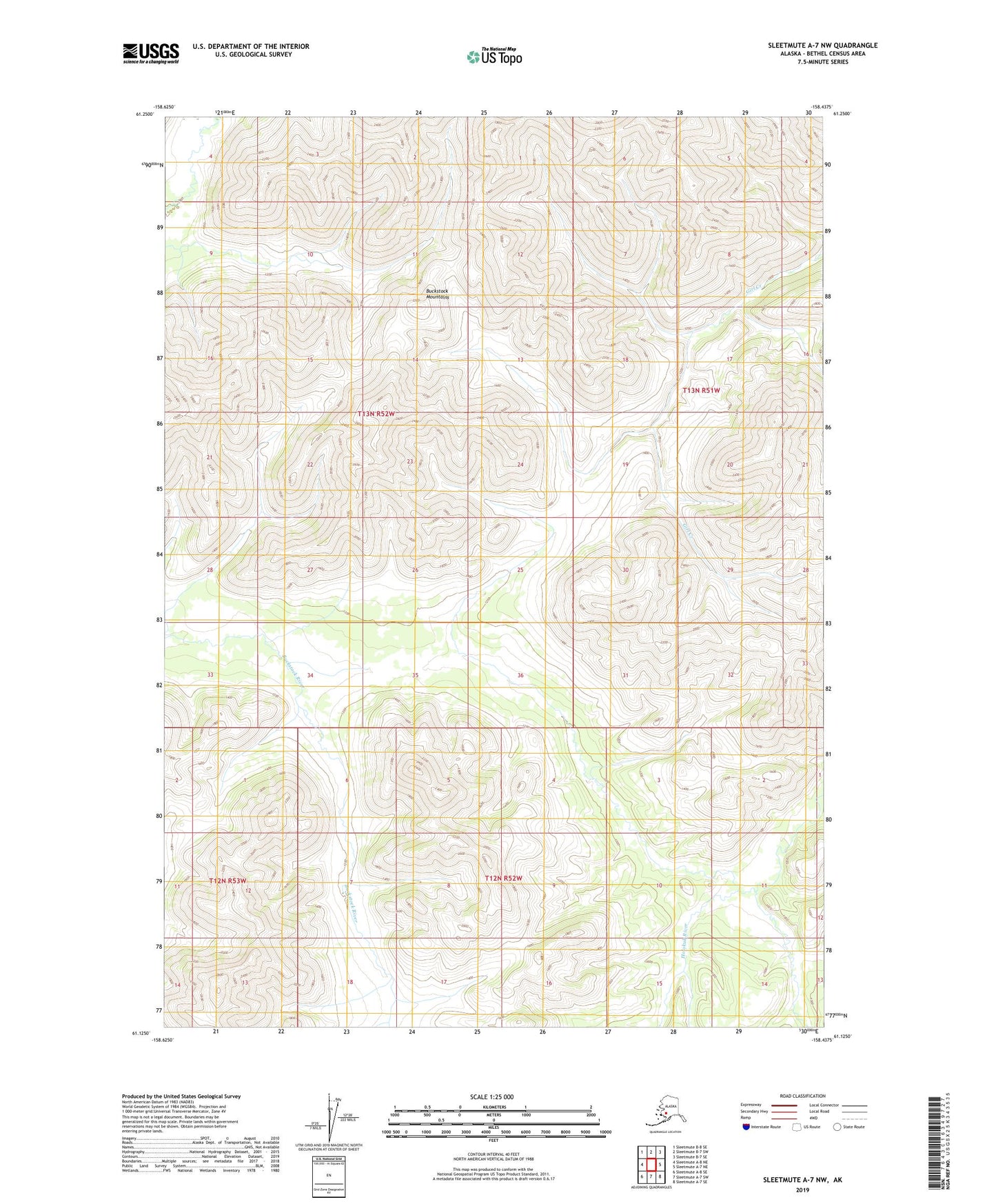 Sleetmute A-7 NW Alaska US Topo Map Image