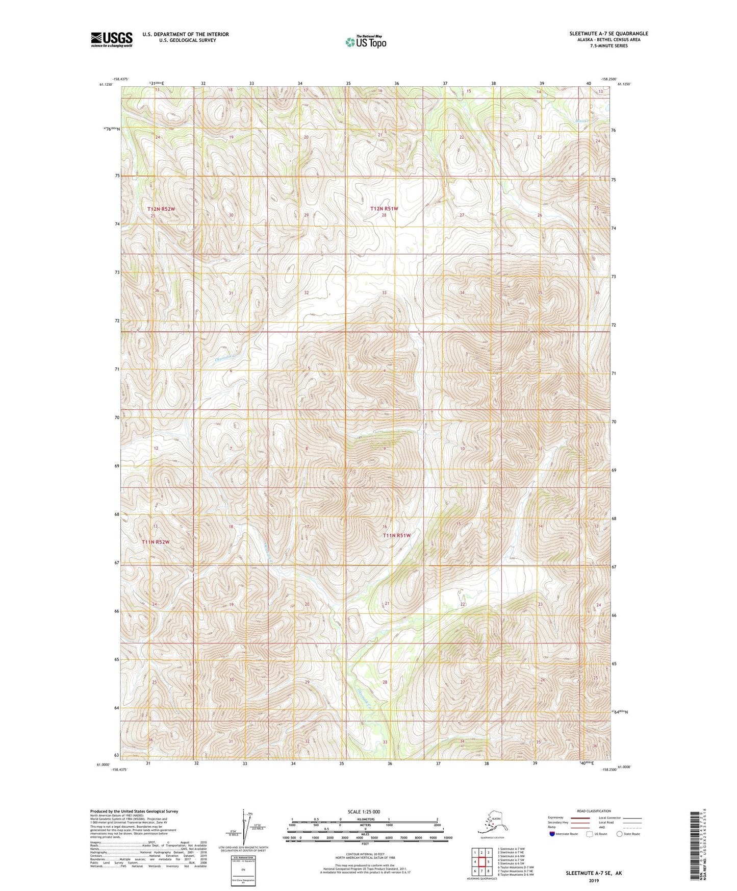 Sleetmute A-7 SE Alaska US Topo Map Image
