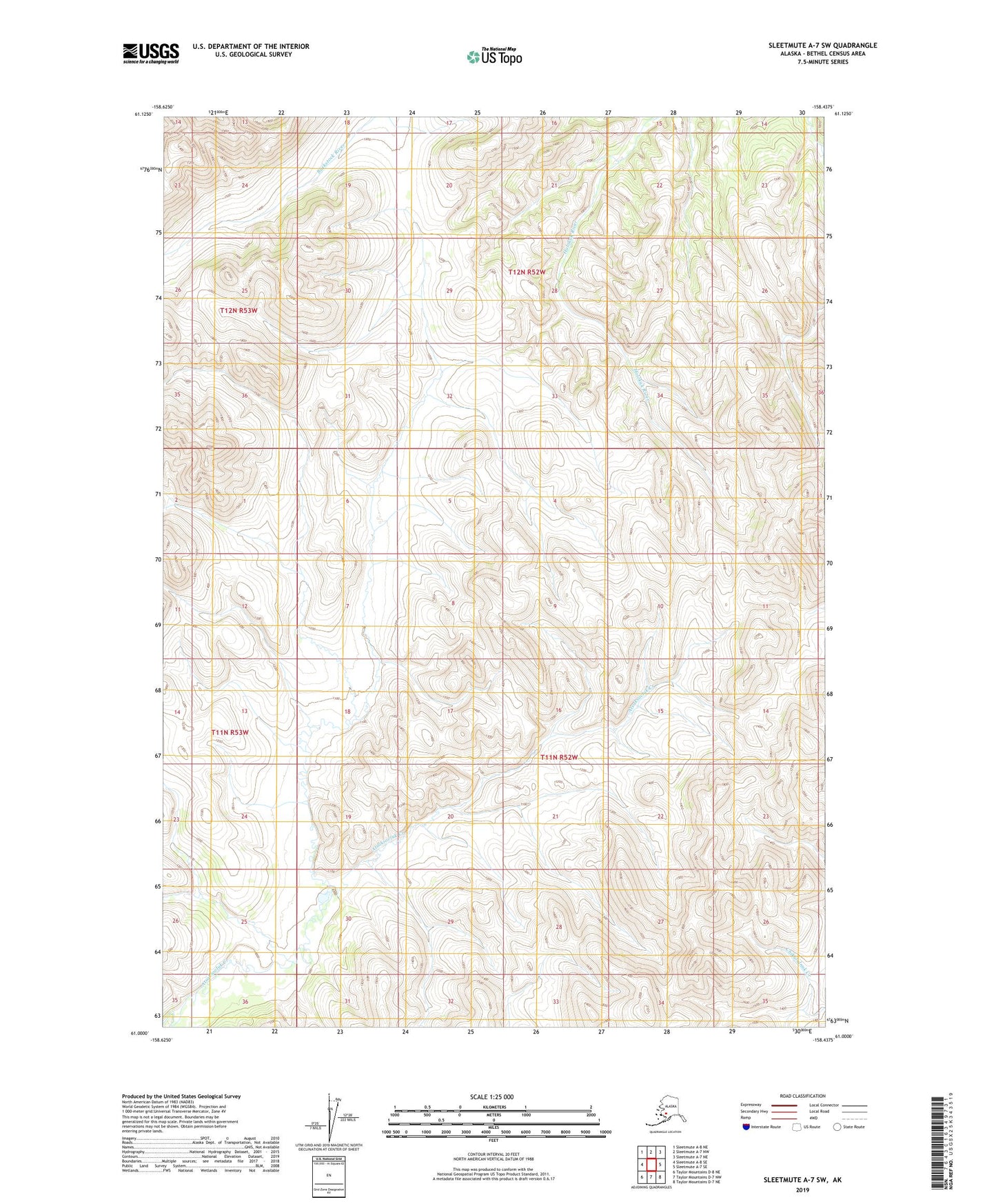 Sleetmute A-7 SW Alaska US Topo Map Image