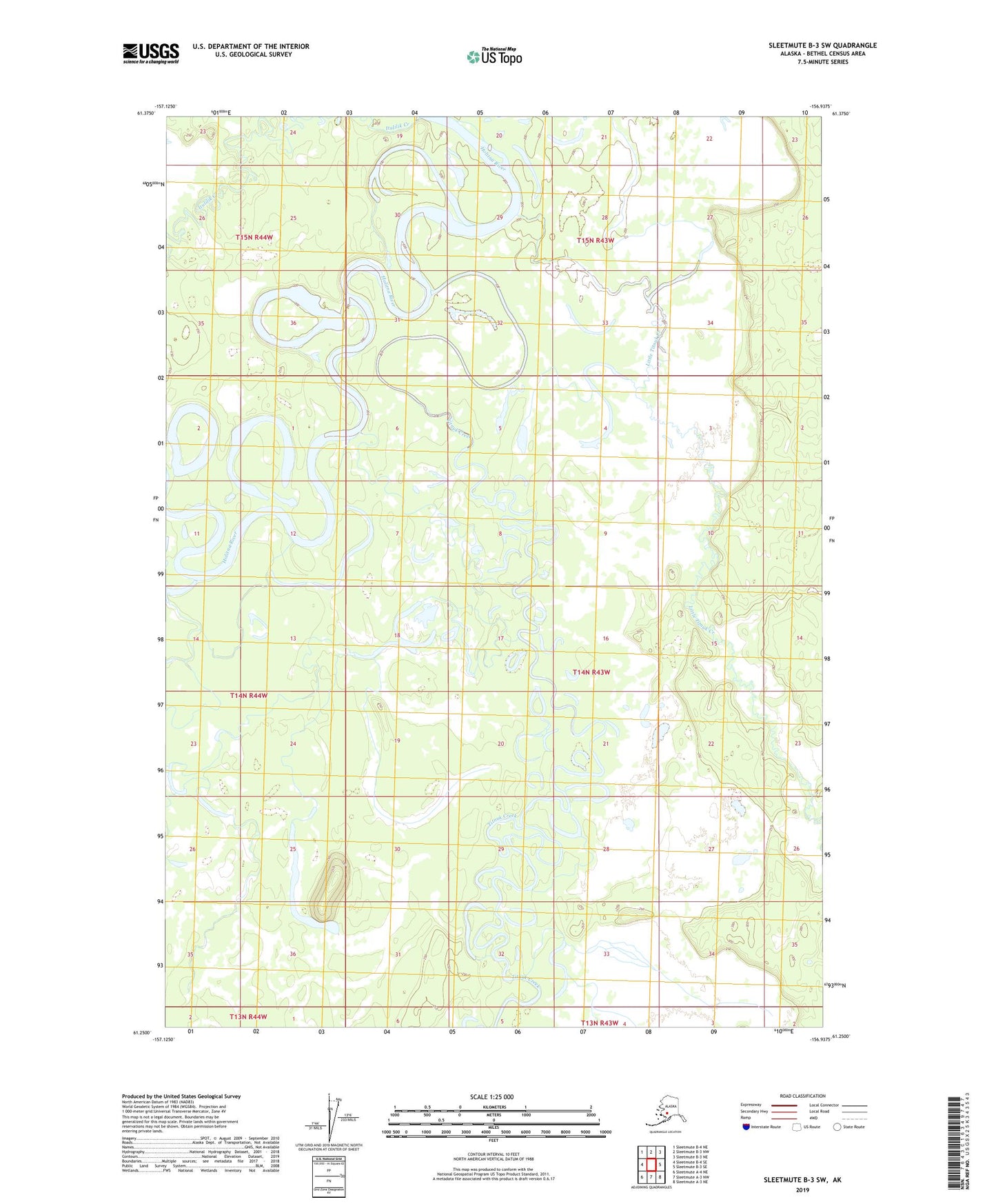 Sleetmute B-3 SW Alaska US Topo Map Image
