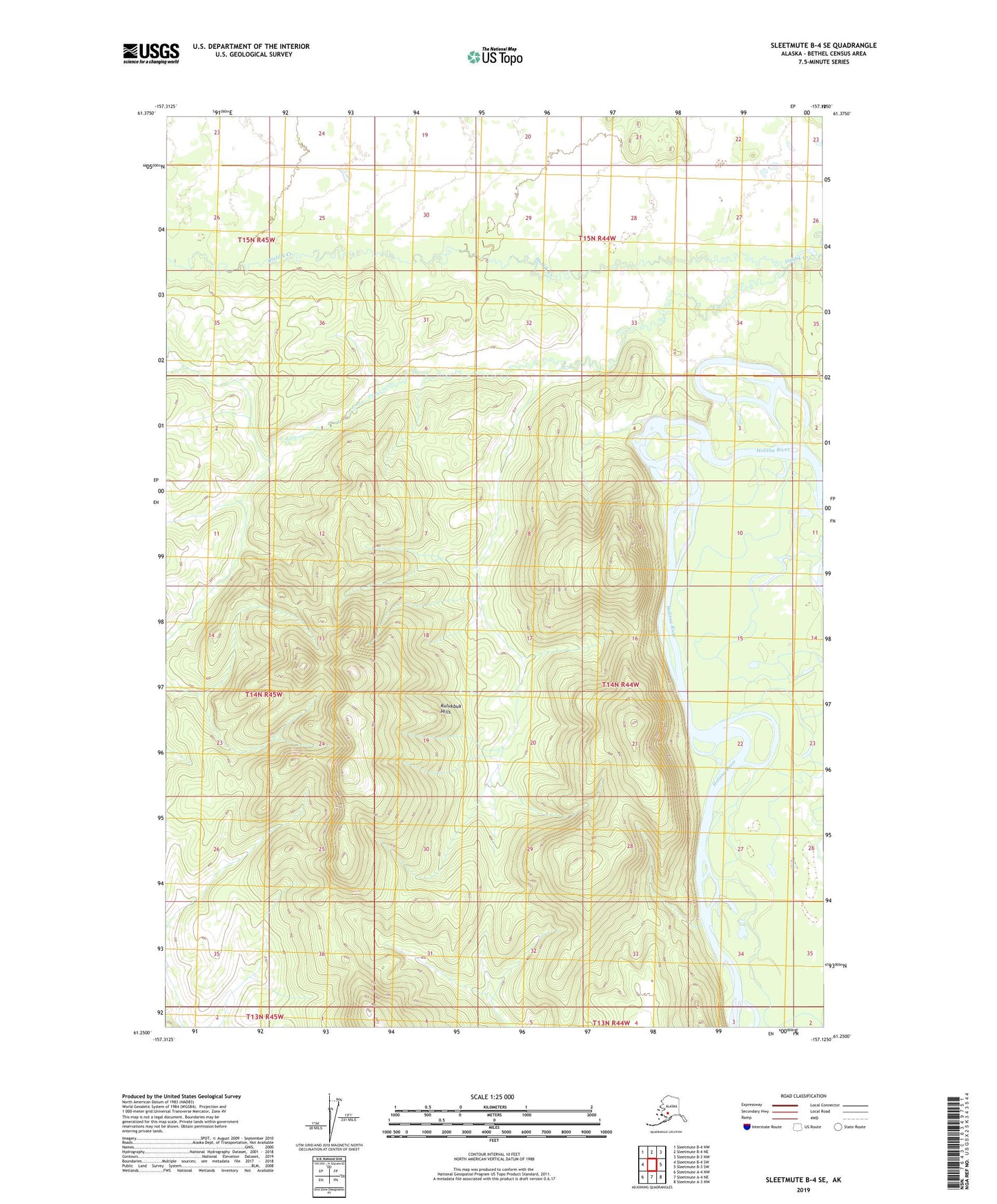 Sleetmute B-4 SE Alaska US Topo Map Image