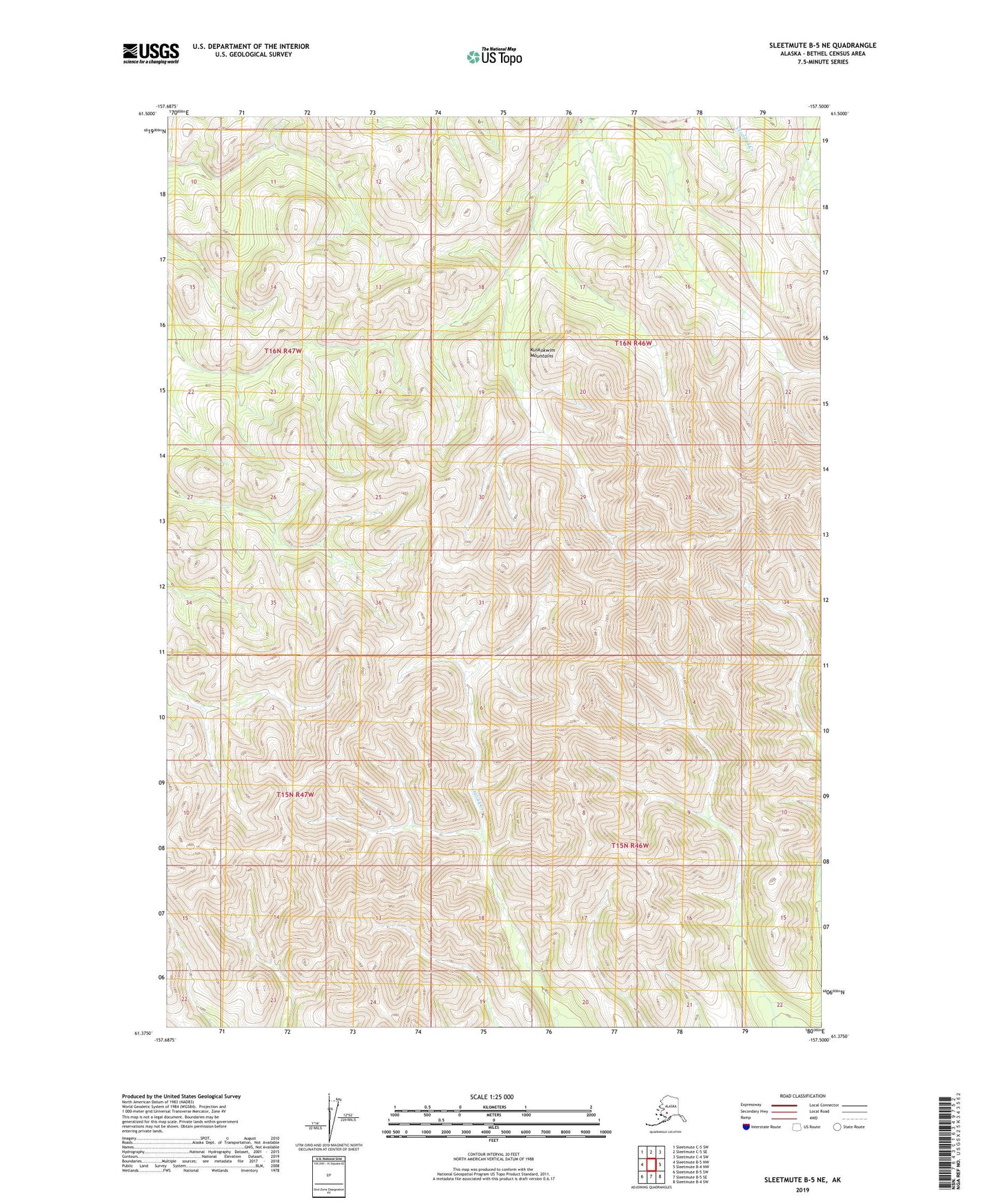 Sleetmute B-5 NE Alaska US Topo Map Image