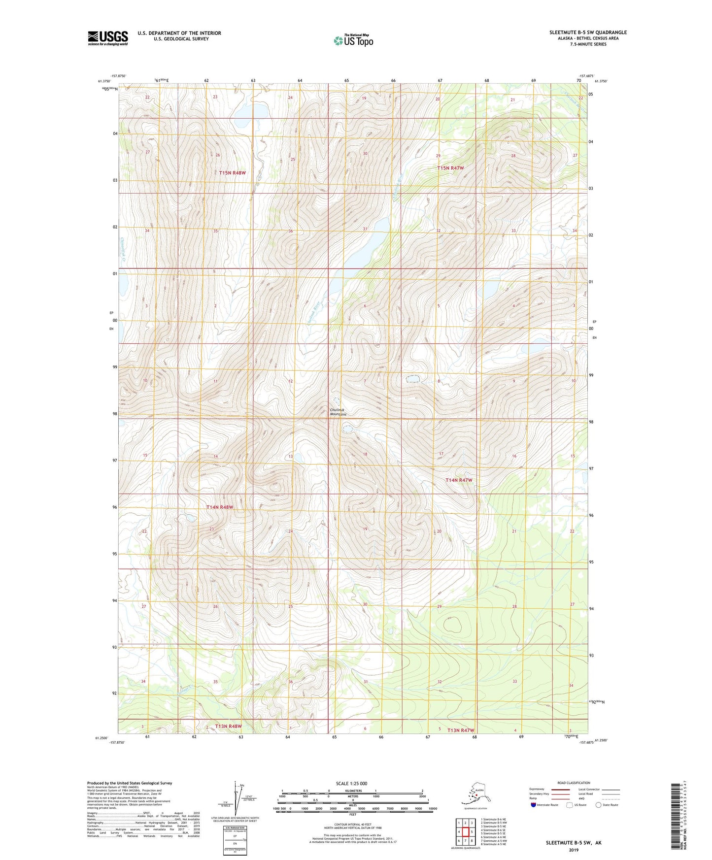Sleetmute B-5 SW Alaska US Topo Map Image