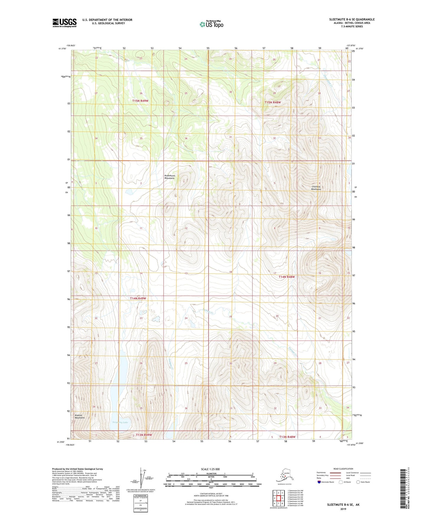 Sleetmute B-6 SE Alaska US Topo Map Image