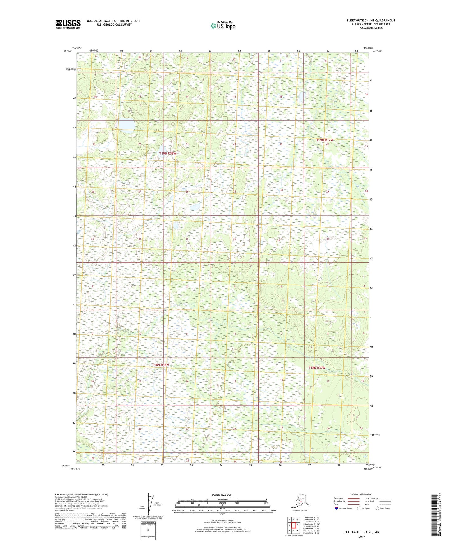 Sleetmute C-1 NE Alaska US Topo Map Image