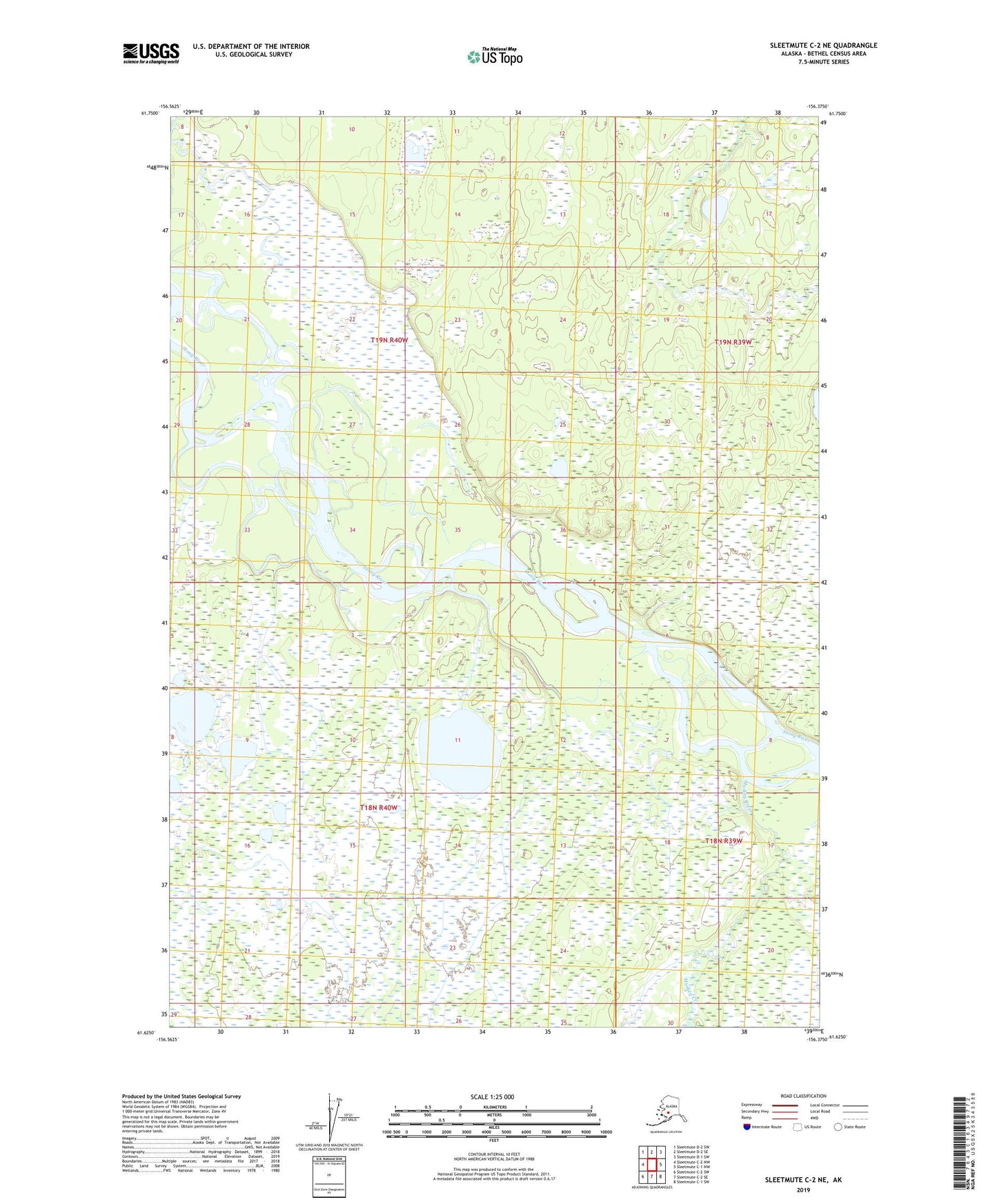 Sleetmute C-2 NE Alaska US Topo Map Image