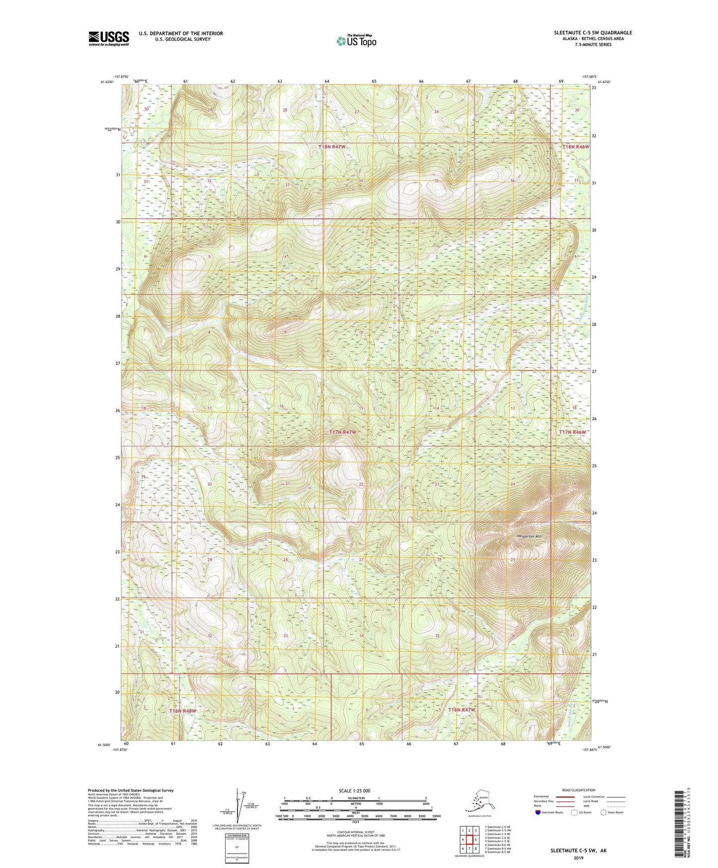Sleetmute C-5 SW Alaska US Topo Map Image