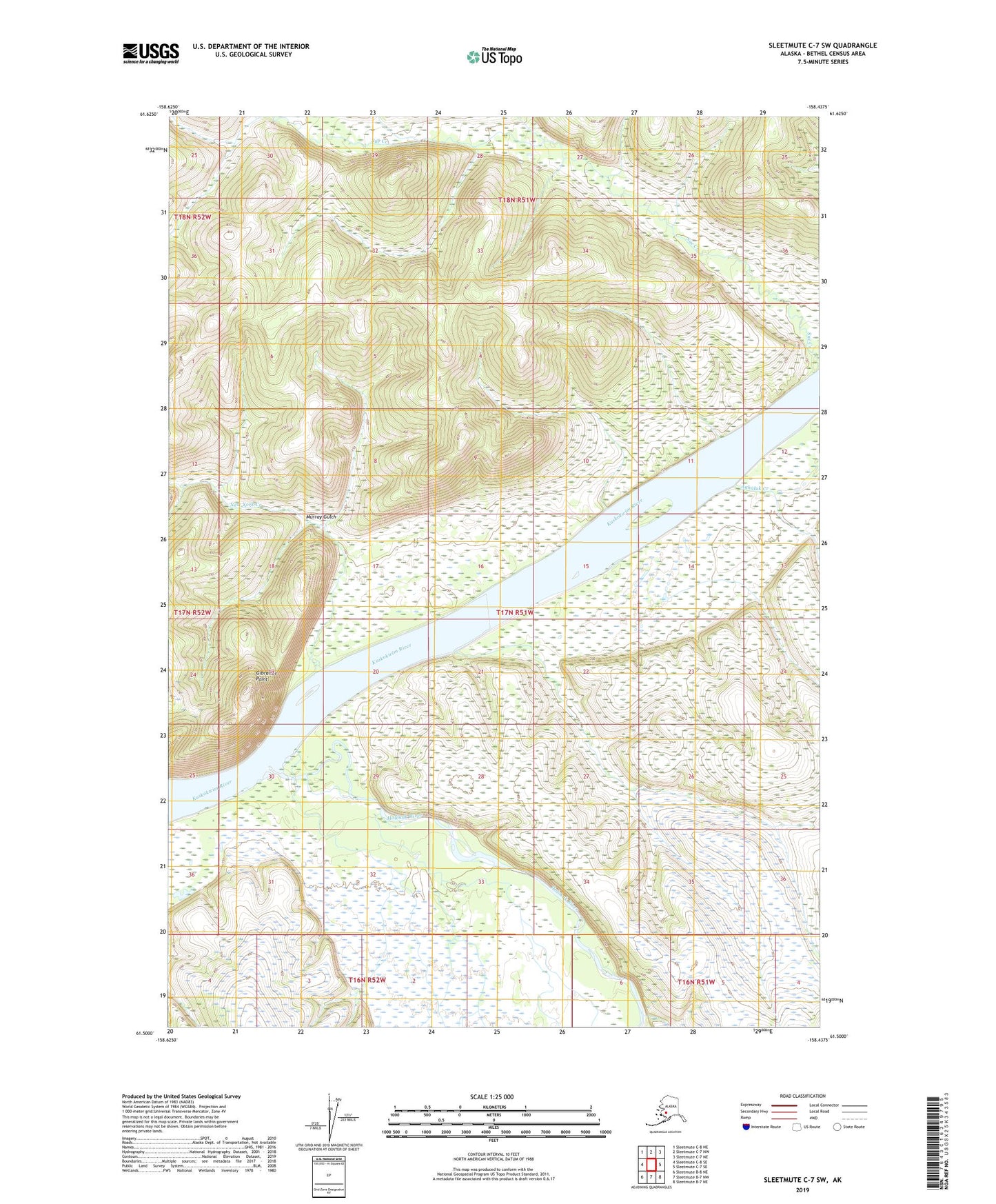 Sleetmute C-7 SW Alaska US Topo Map Image