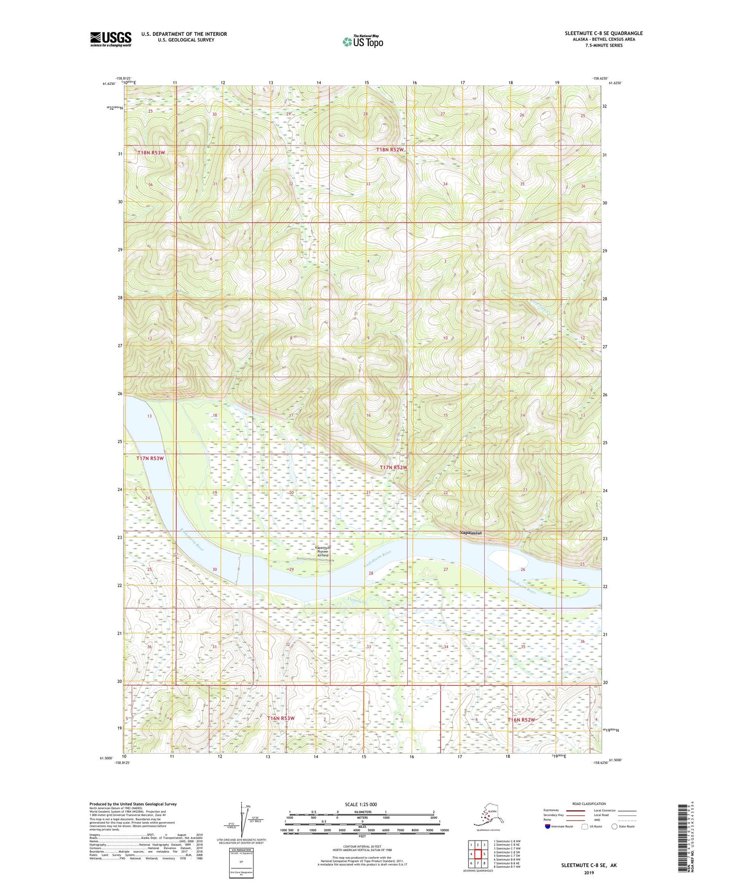 Sleetmute C-8 SE Alaska US Topo Map Image