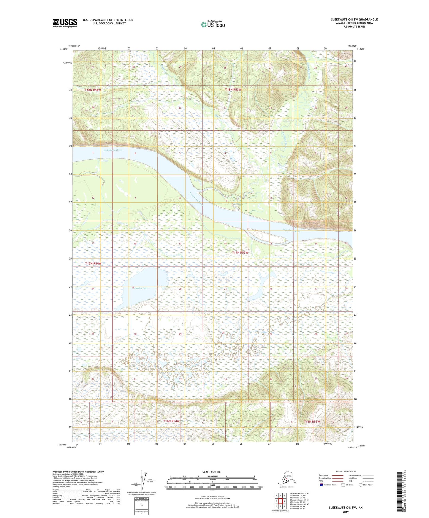Sleetmute C-8 SW Alaska US Topo Map Image
