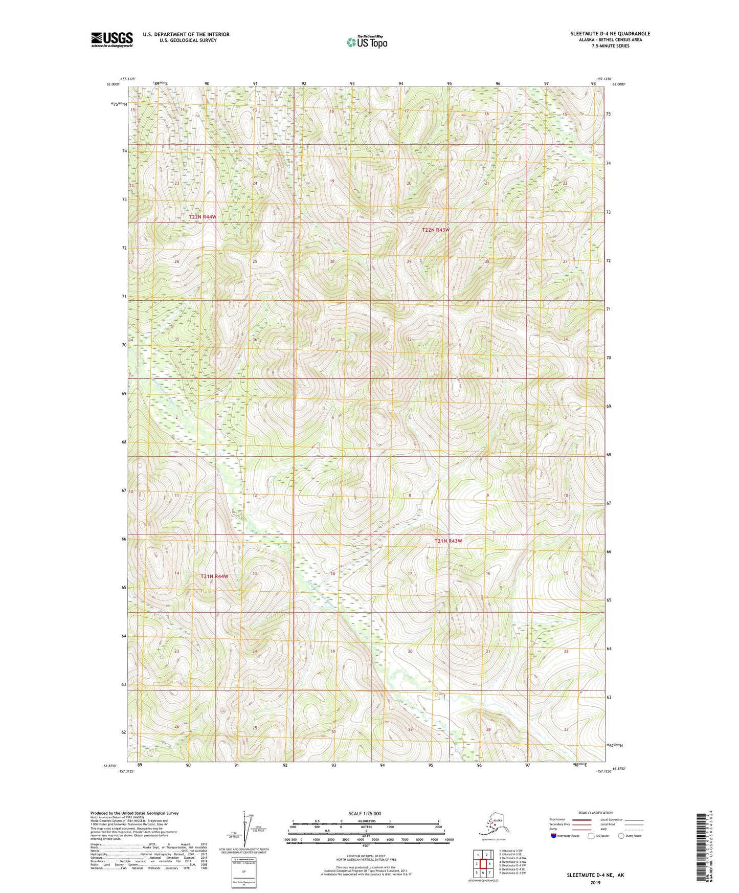 Sleetmute D-4 NE Alaska US Topo Map Image