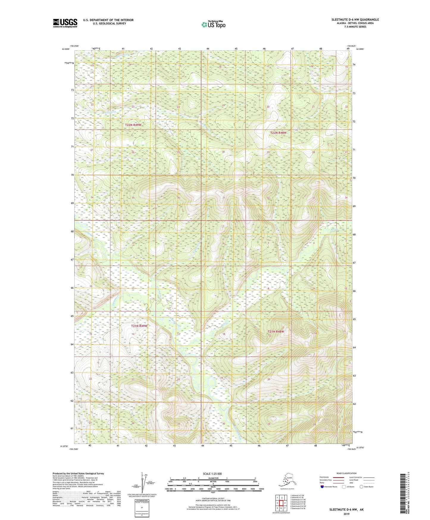 Sleetmute D-6 NW Alaska US Topo Map Image