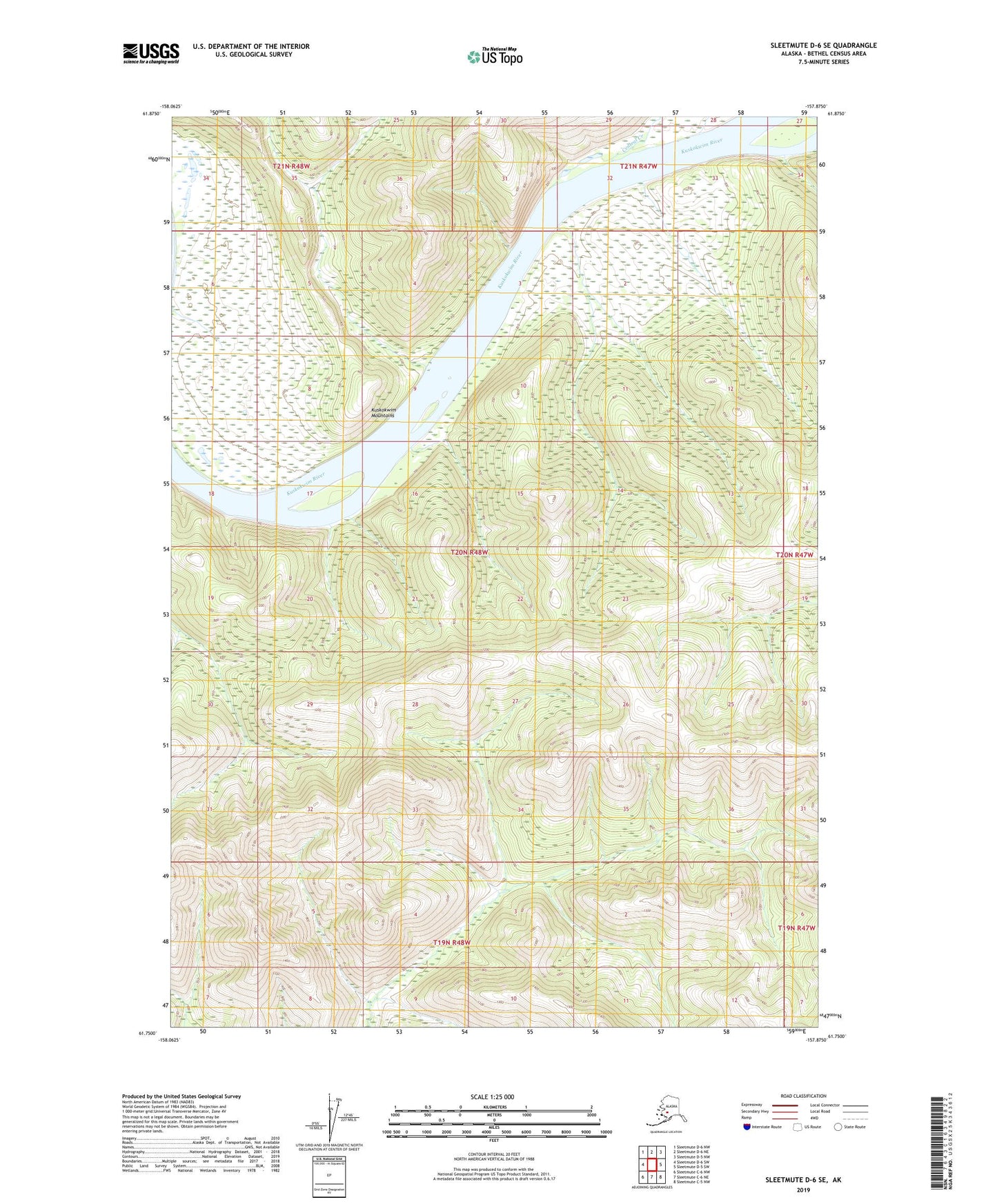 Sleetmute D-6 SE Alaska US Topo Map Image