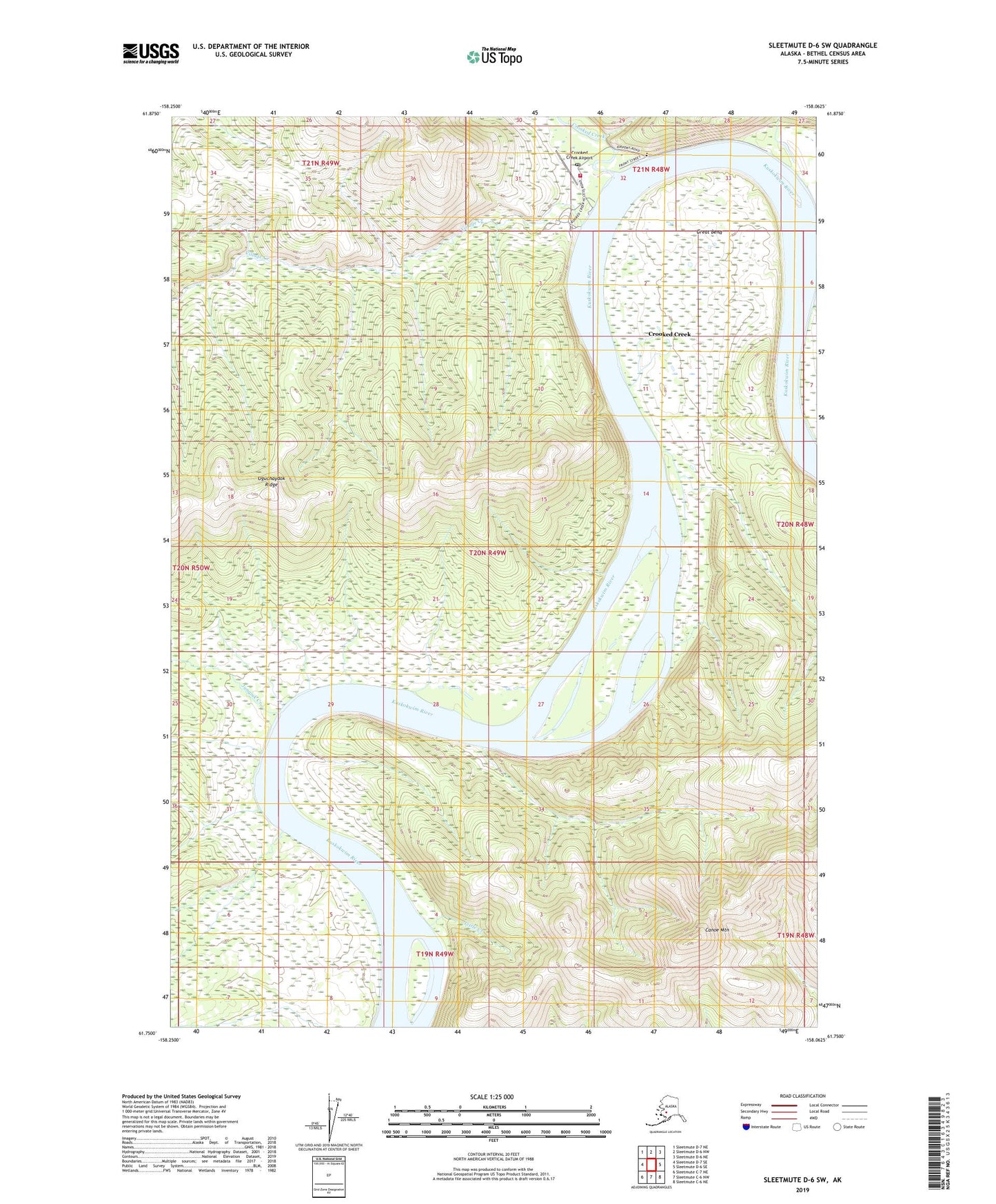 Sleetmute D-6 SW Alaska US Topo Map Image