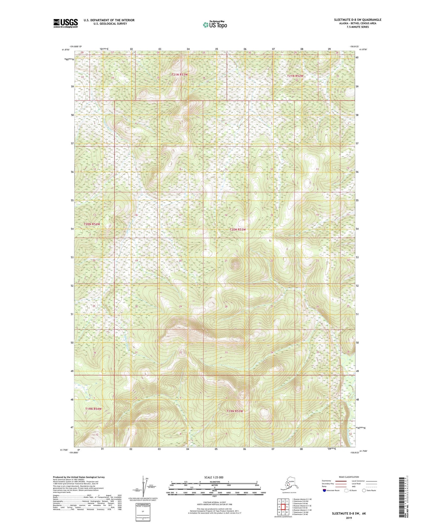 Sleetmute D-8 SW Alaska US Topo Map Image