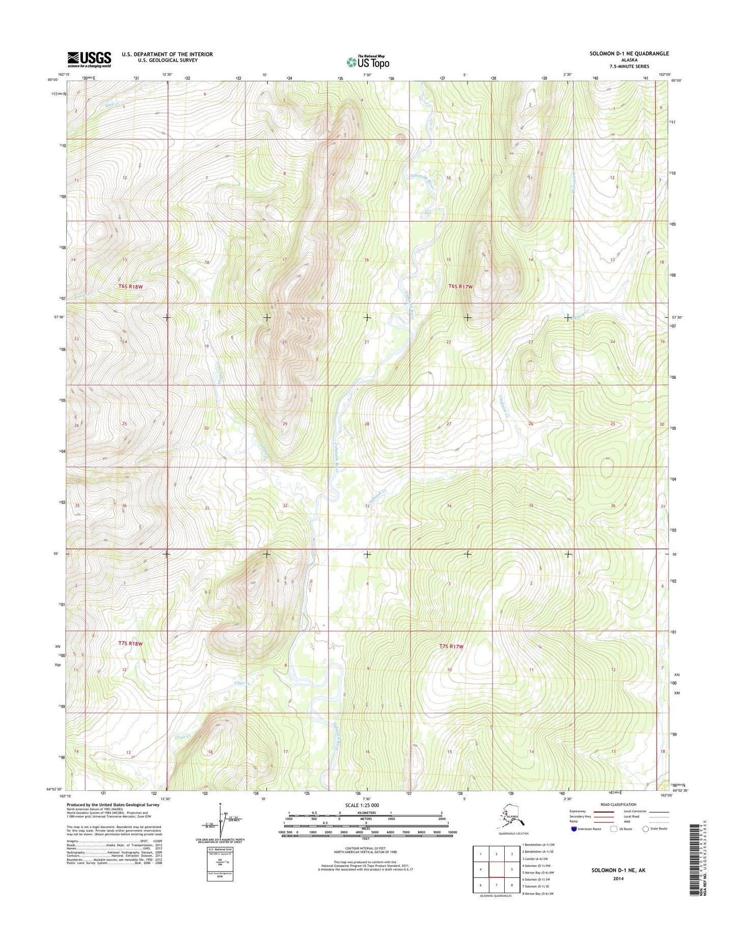 Solomon D-1 NE Alaska US Topo Map Image