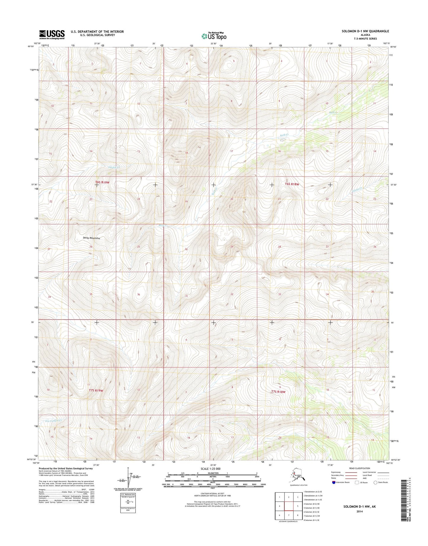 Solomon D-1 NW Alaska US Topo Map Image