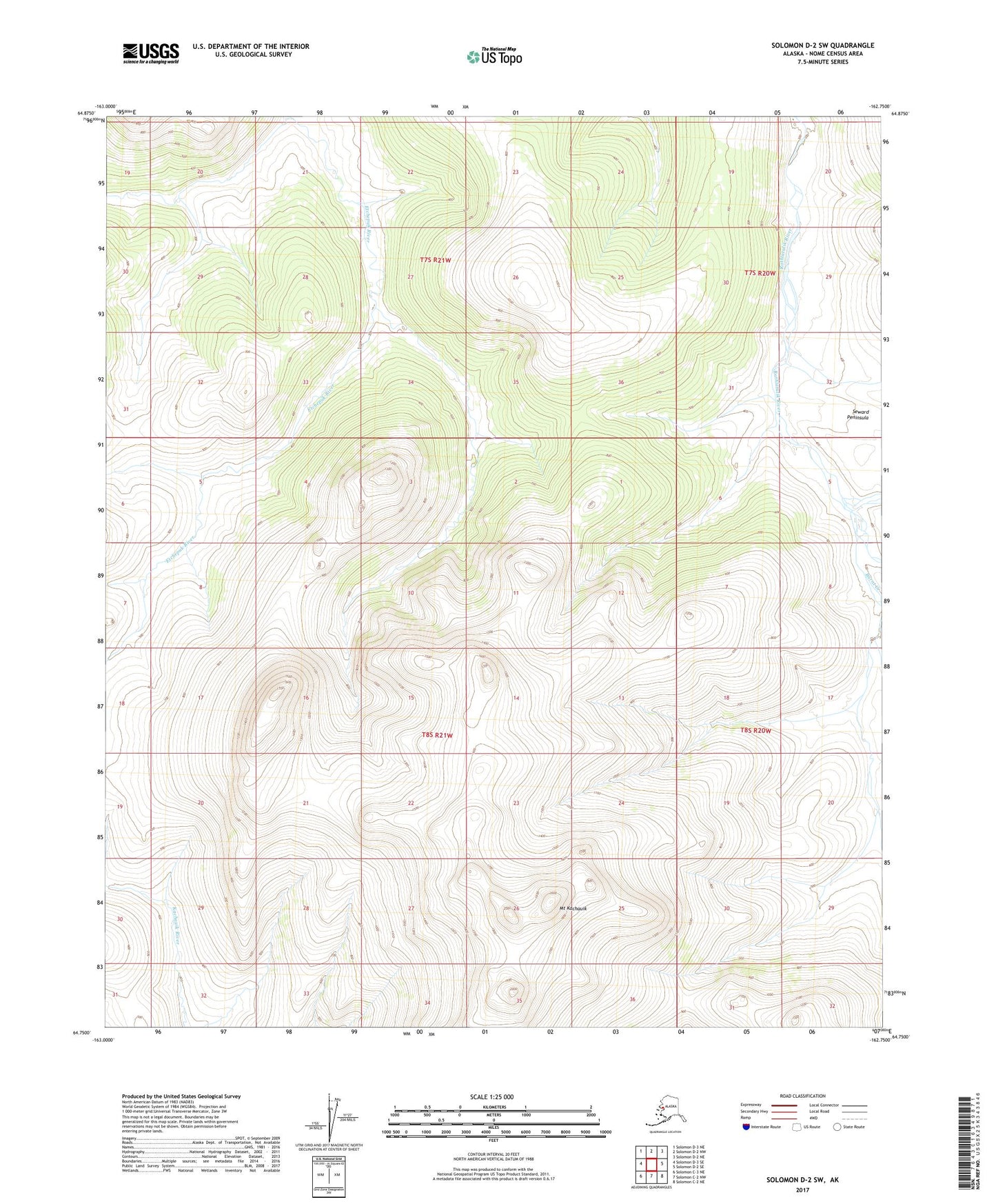 Solomon D-2 SW Alaska US Topo Map Image