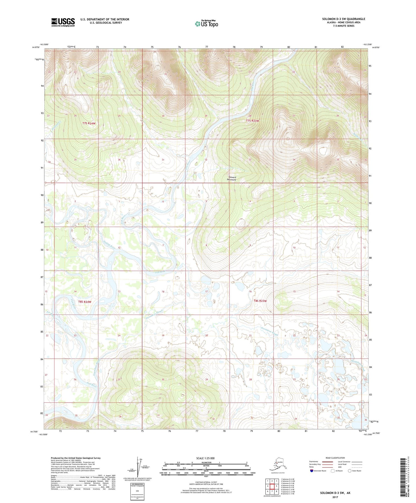 Solomon D-3 SW Alaska US Topo Map Image
