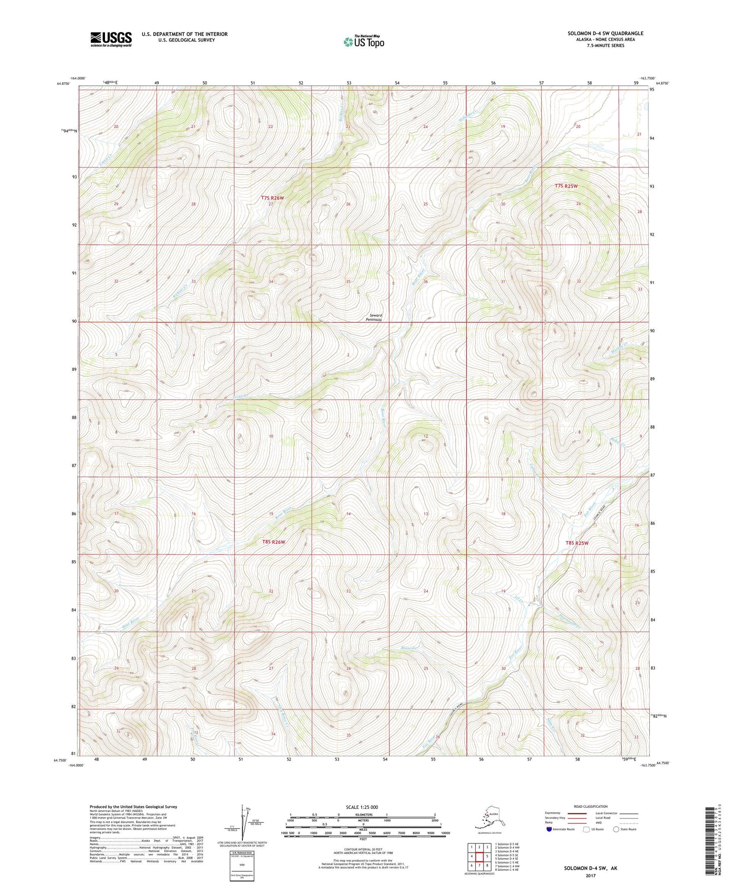 Solomon D-4 SW Alaska US Topo Map Image