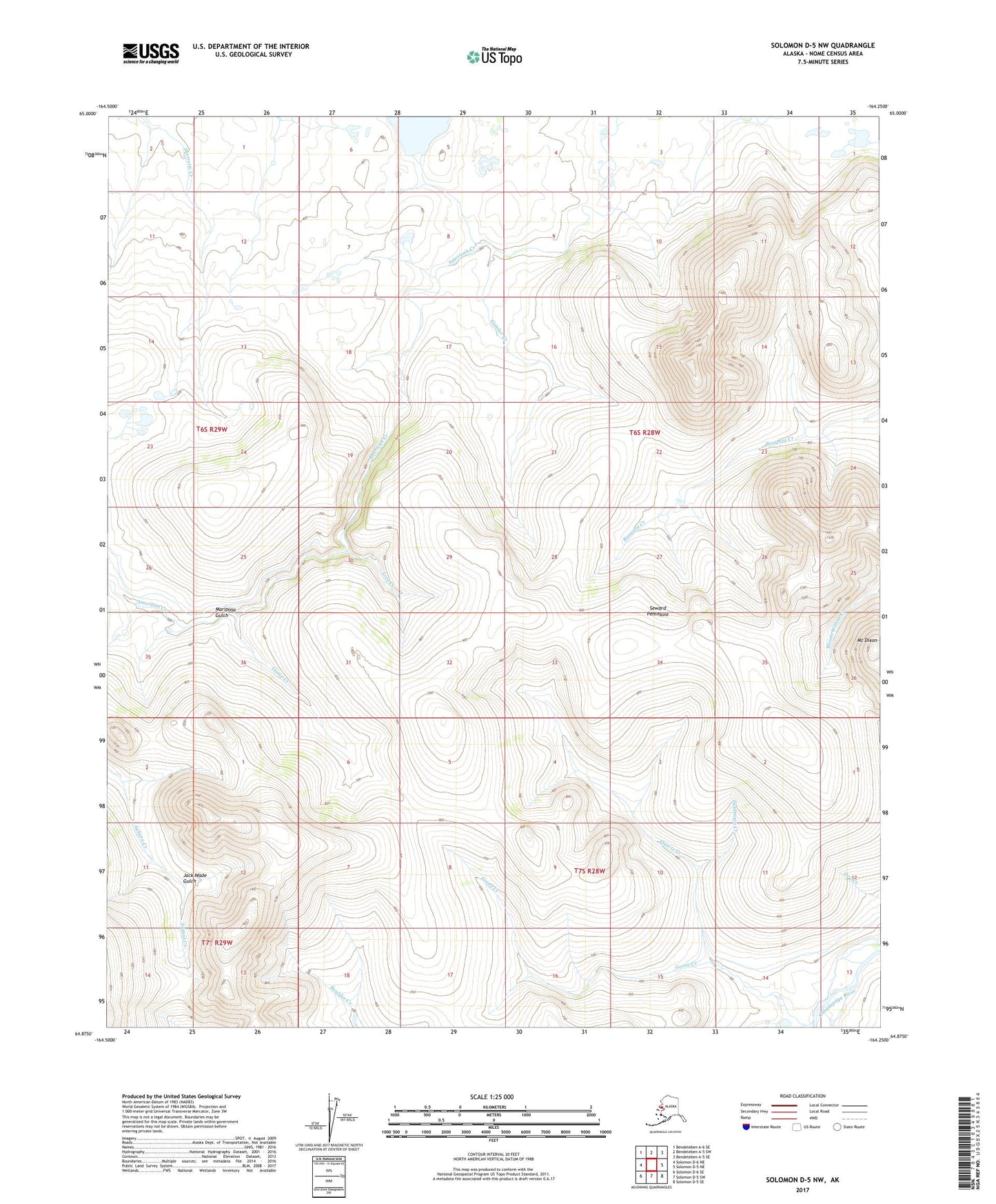 Solomon D-5 NW Alaska US Topo Map Image