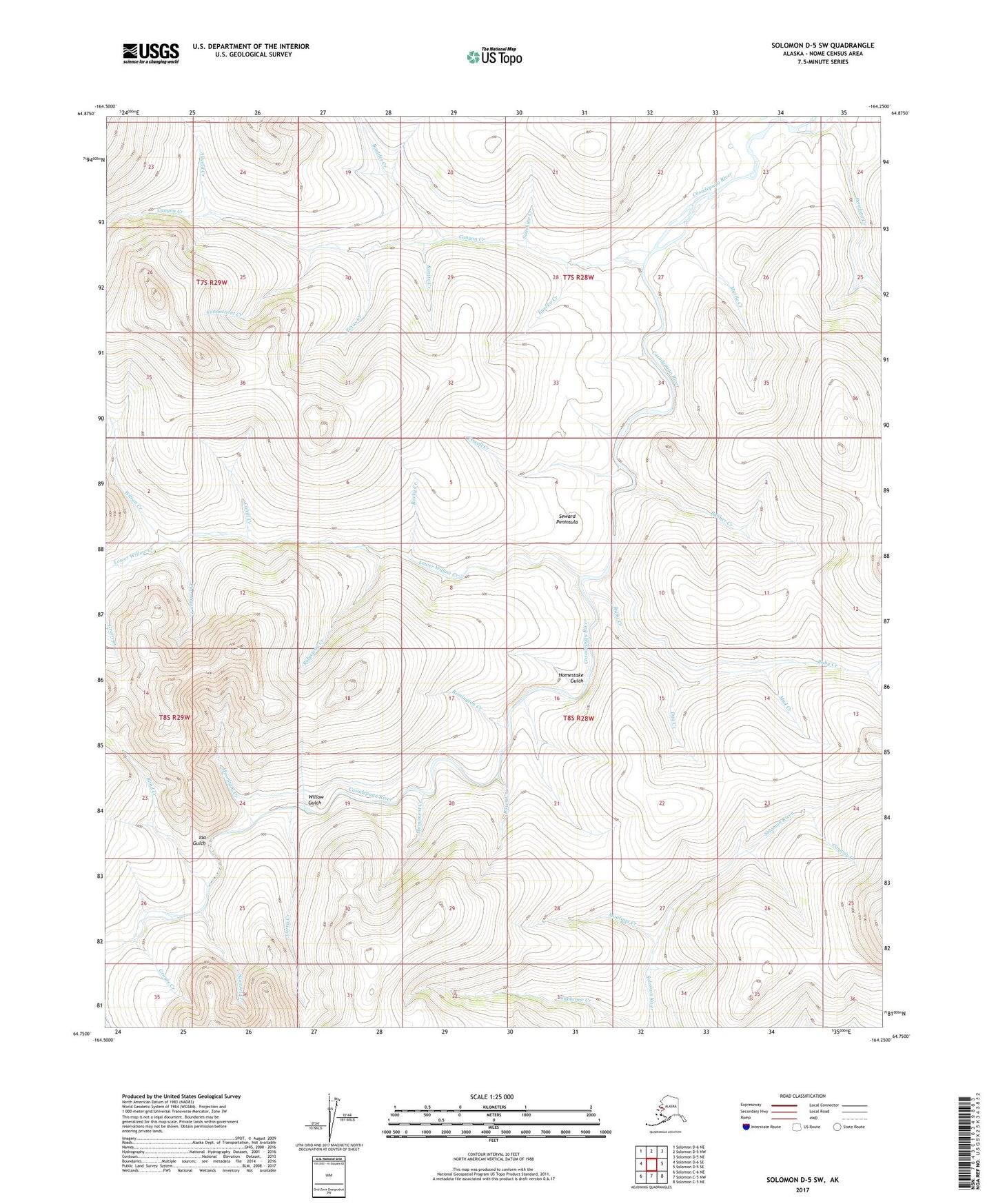 Solomon D-5 SW Alaska US Topo Map Image