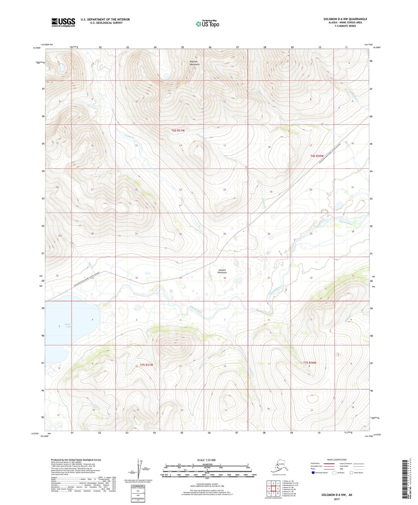 Solomon D-6 NW Alaska US Topo Map Image