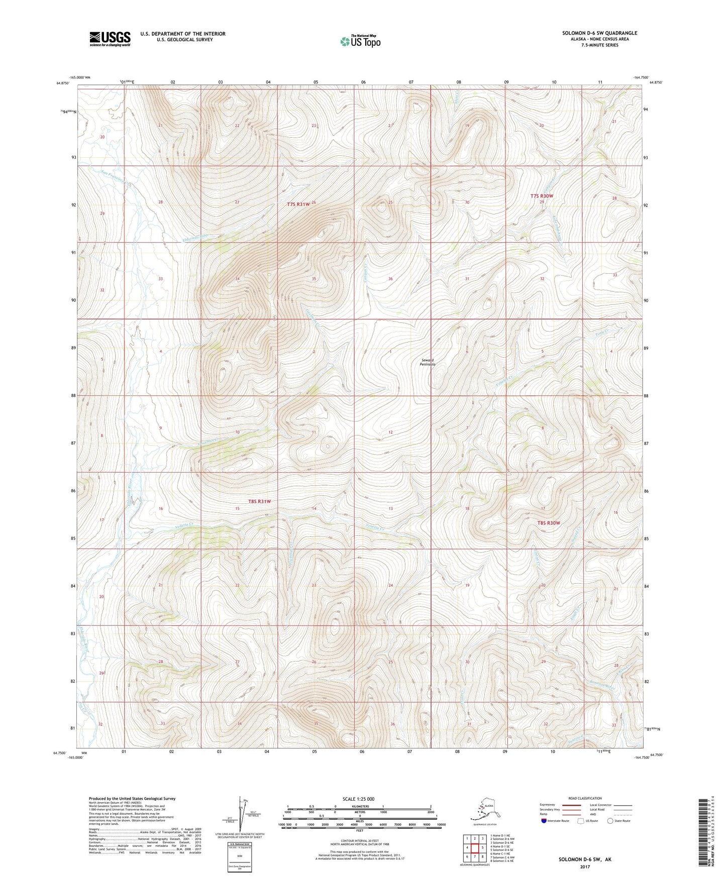 Solomon D-6 SW Alaska US Topo Map Image