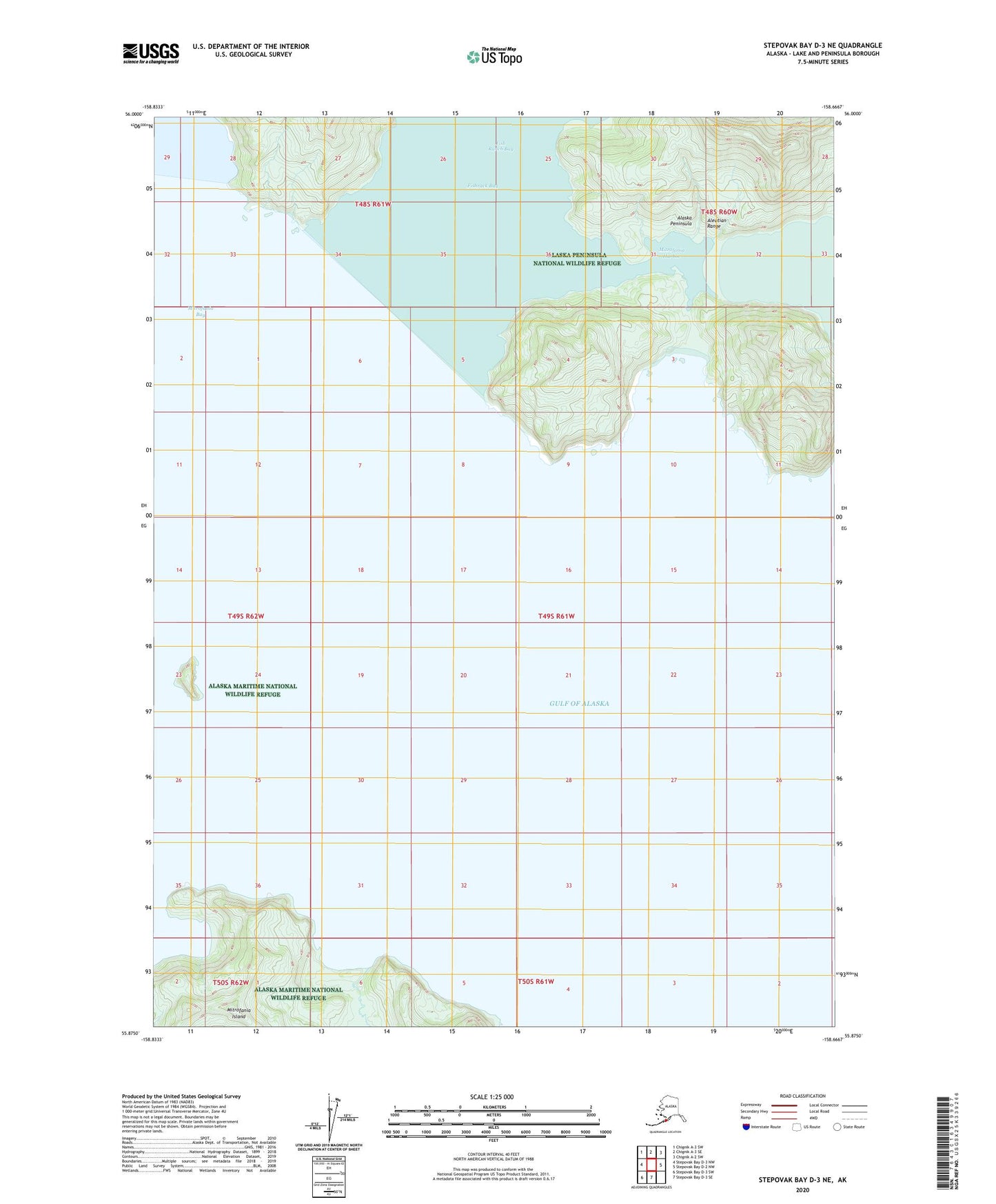 Stepovak Bay D-3 NE Alaska US Topo Map Image