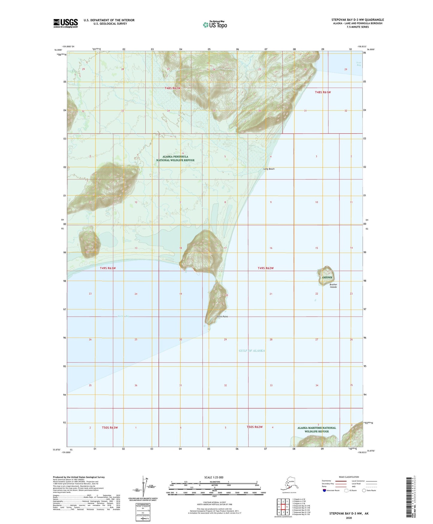 Stepovak Bay D-3 NW Alaska US Topo Map Image