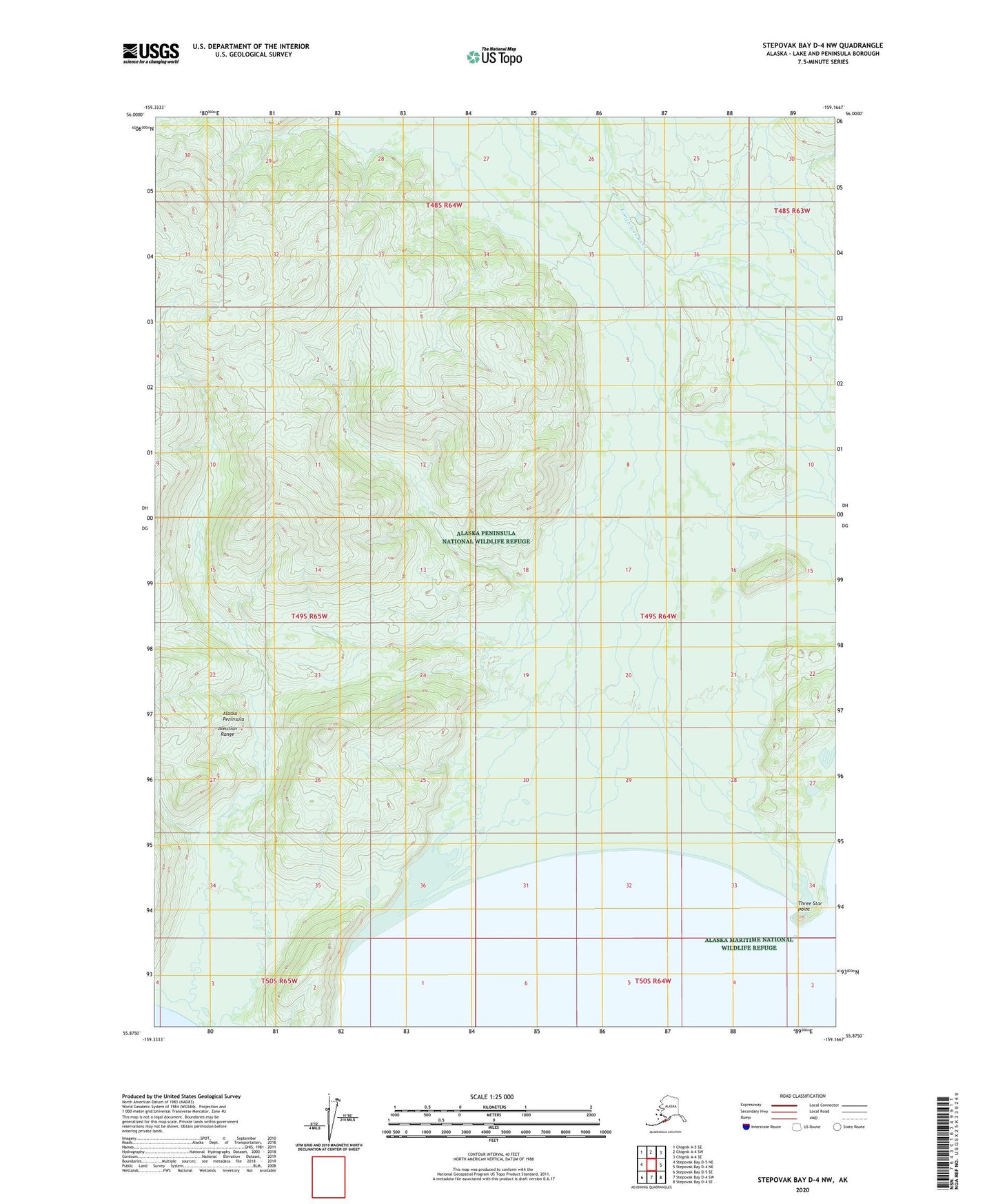 Stepovak Bay D-4 NW Alaska US Topo Map Image