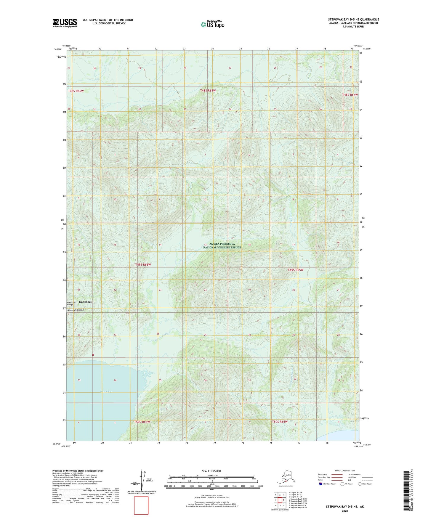 Stepovak Bay D-5 NE Alaska US Topo Map Image