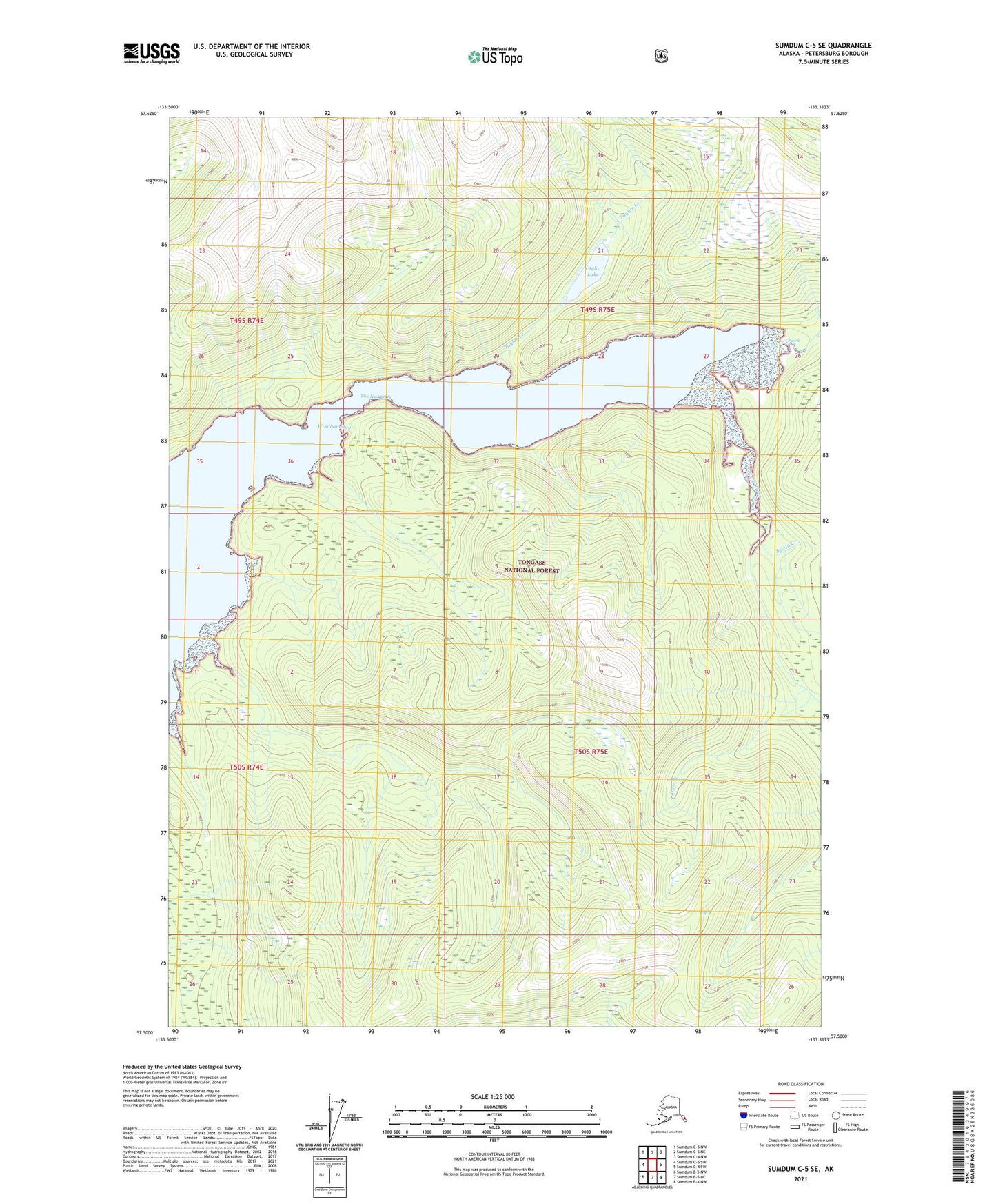 Sumdum C-5 SE Alaska US Topo Map Image