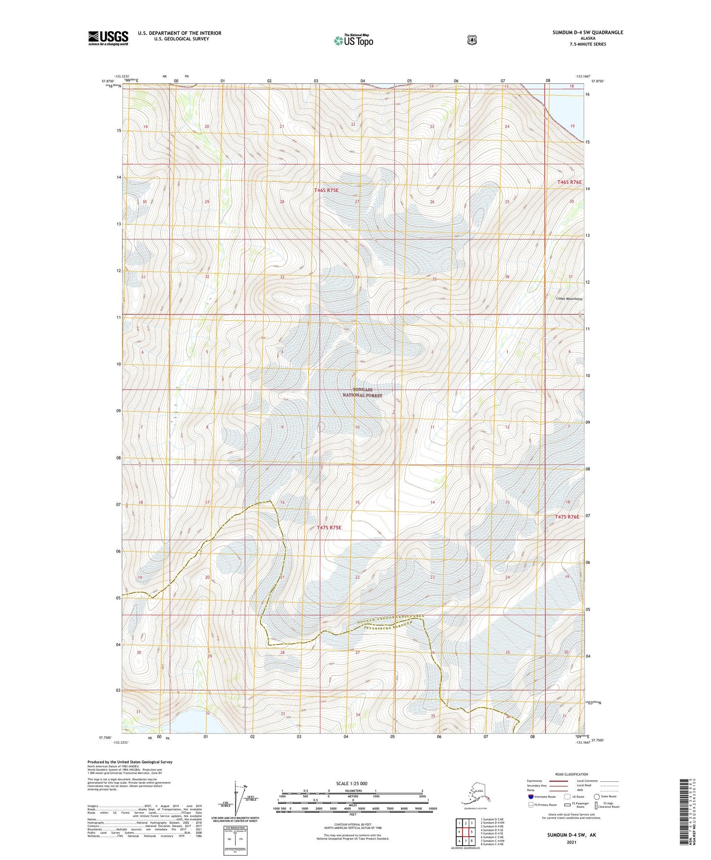 Sumdum D-4 SW Alaska US Topo Map Image