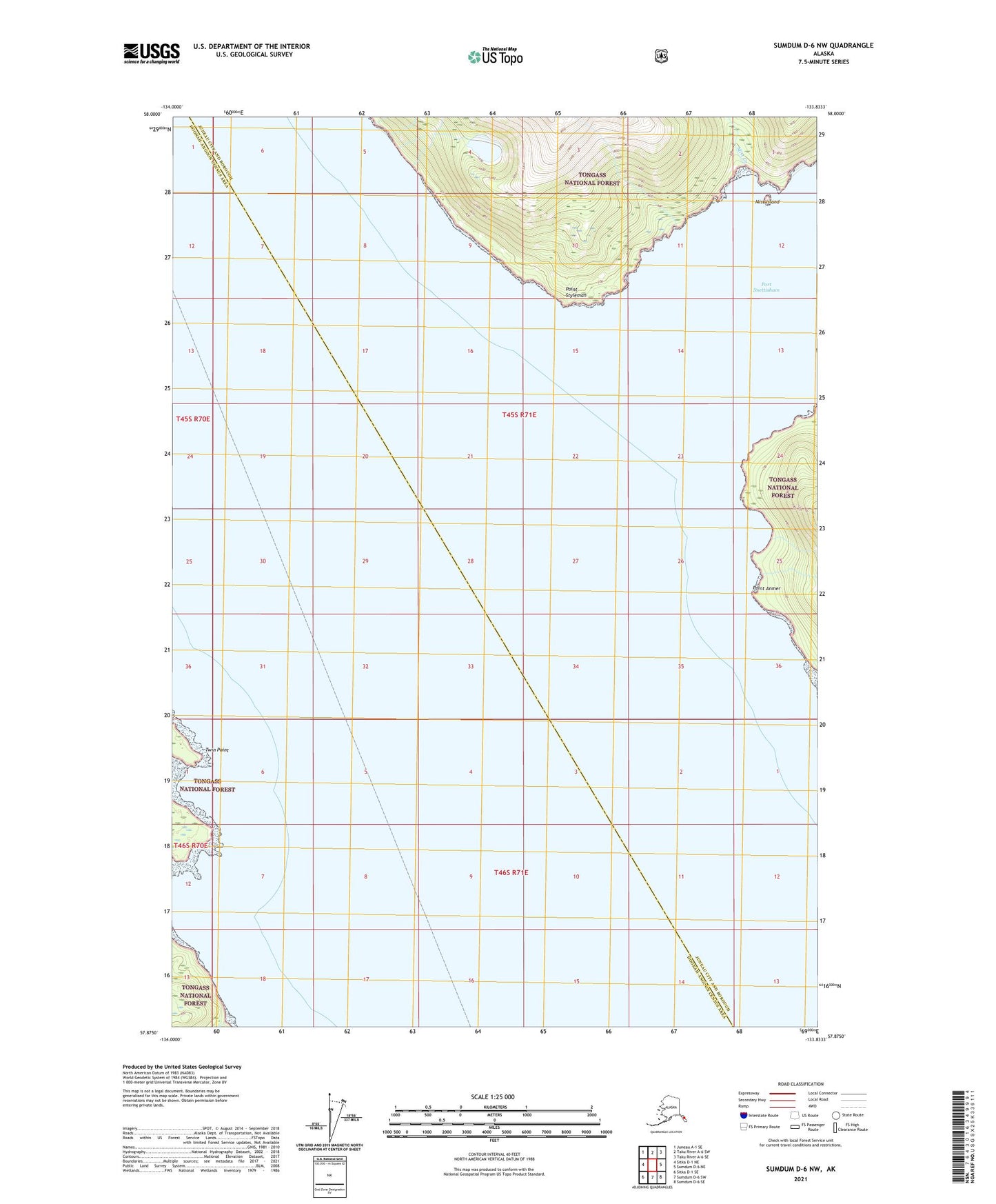 Sumdum D-6 NW Alaska US Topo Map Image