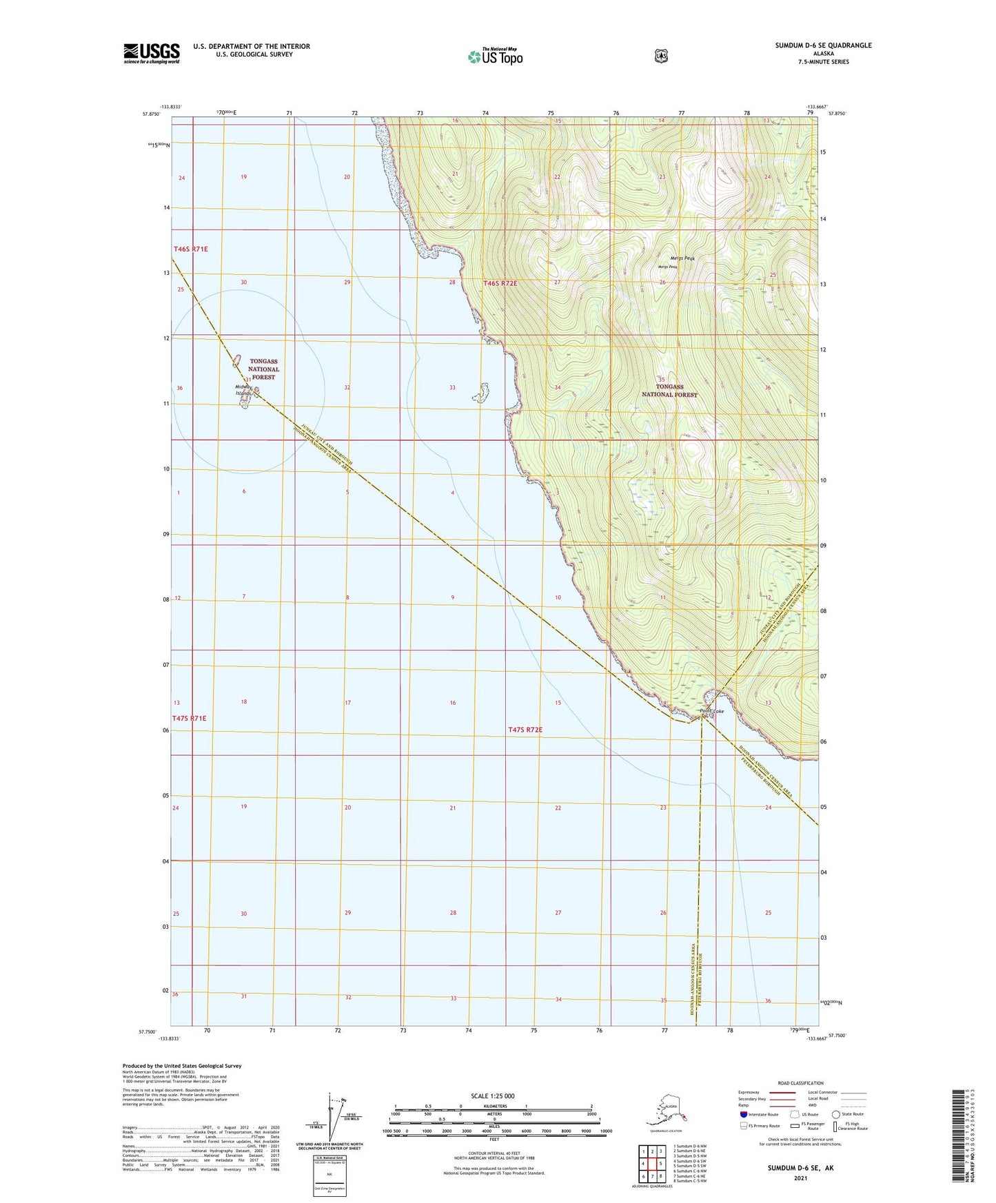 Sumdum D-6 SE Alaska US Topo Map Image