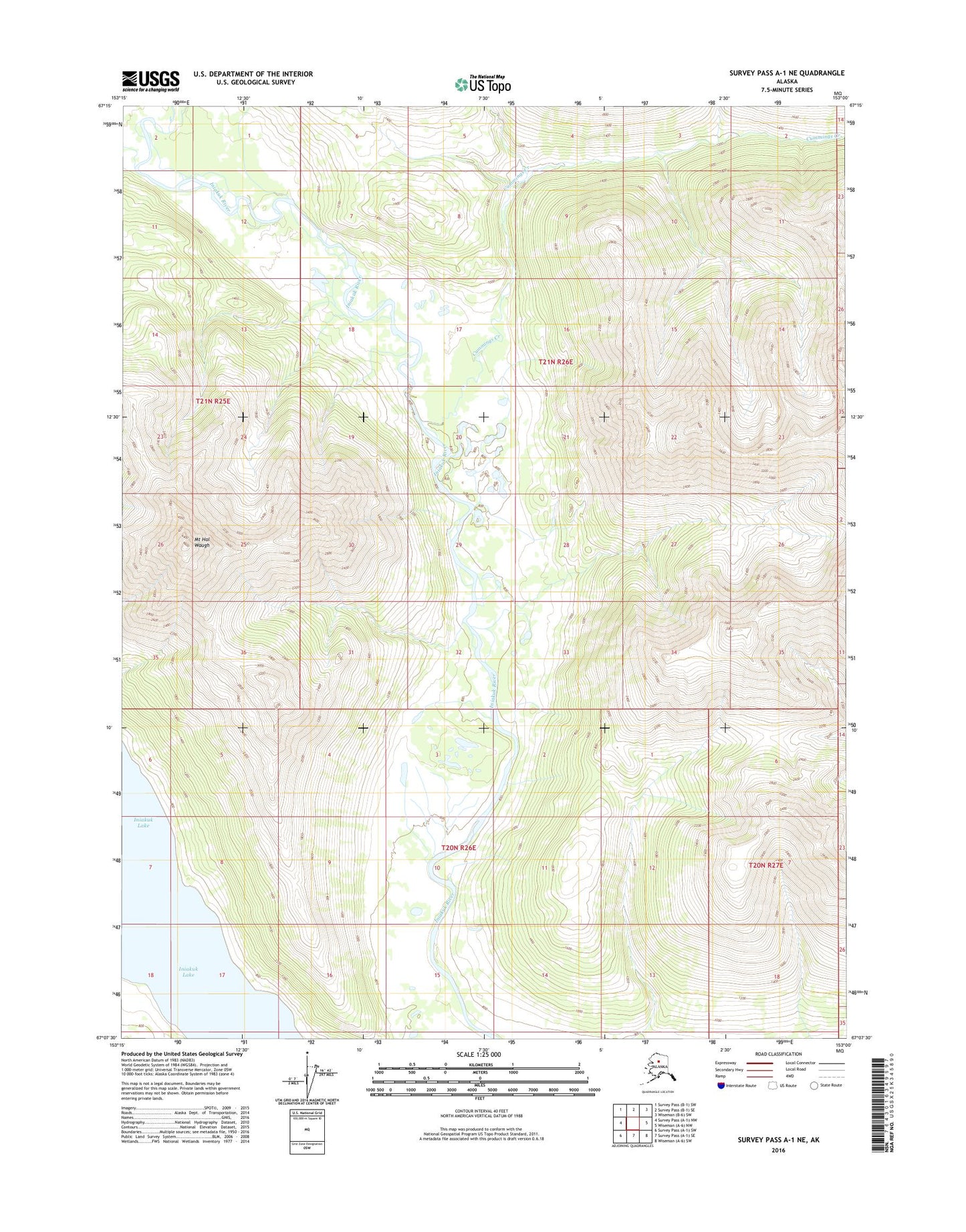 Survey Pass A-1 NE Alaska US Topo Map Image