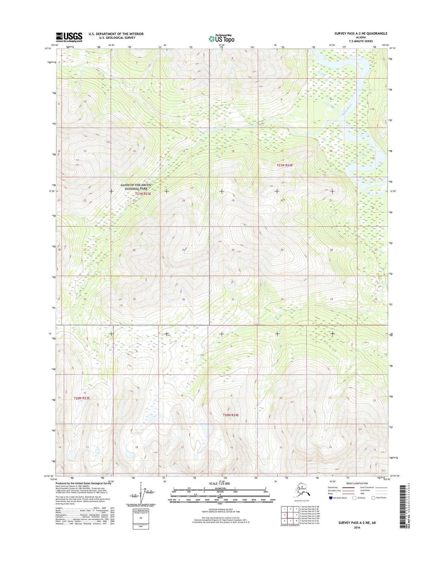 Survey Pass A-2 NE Alaska US Topo Map Image