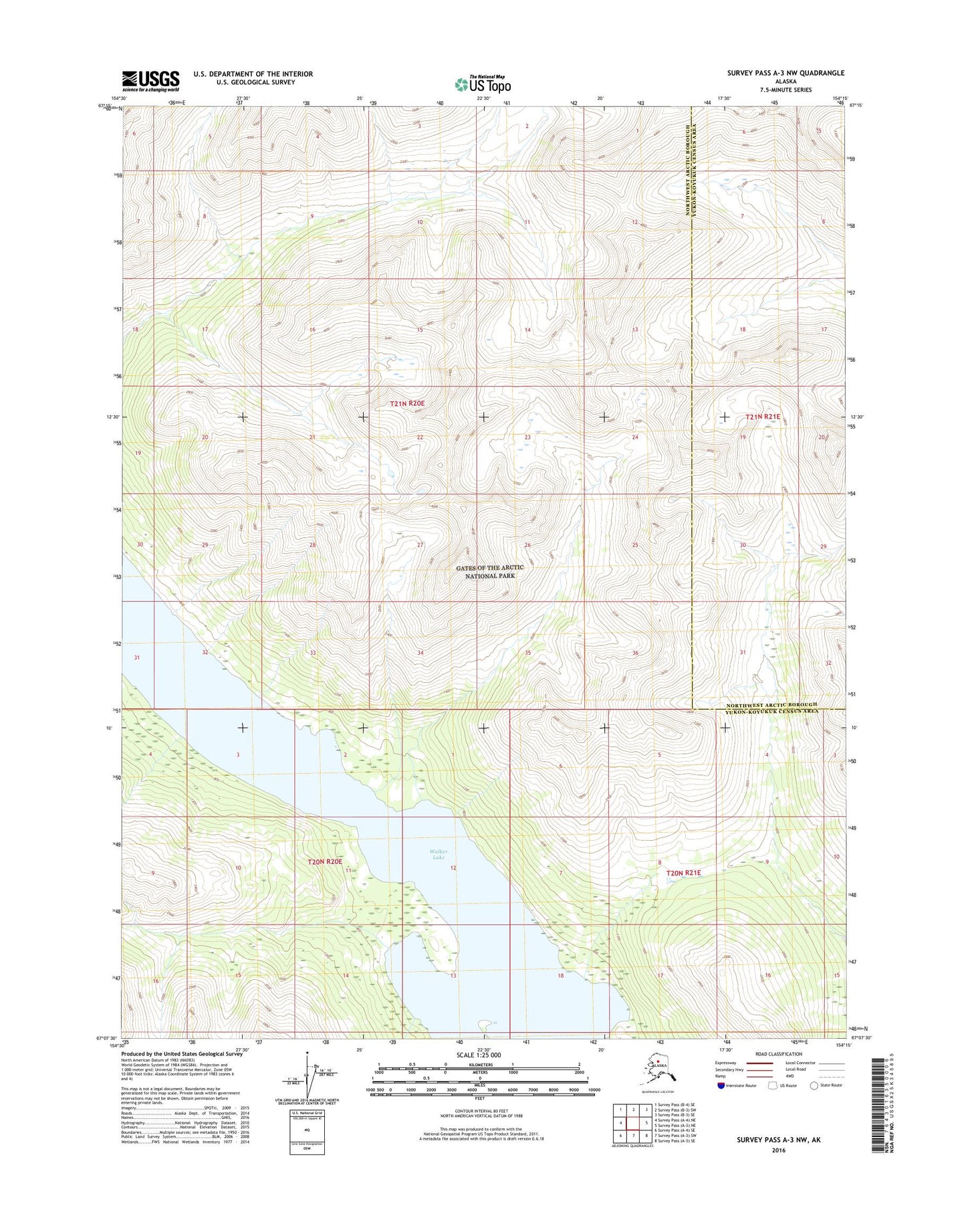 Survey Pass A-3 NW Alaska US Topo Map Image
