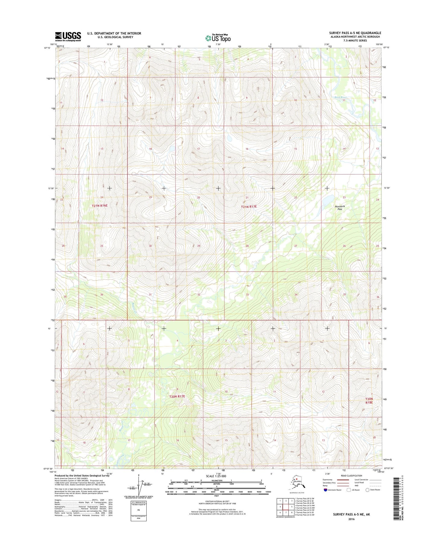 Survey Pass A-5 NE Alaska US Topo Map Image